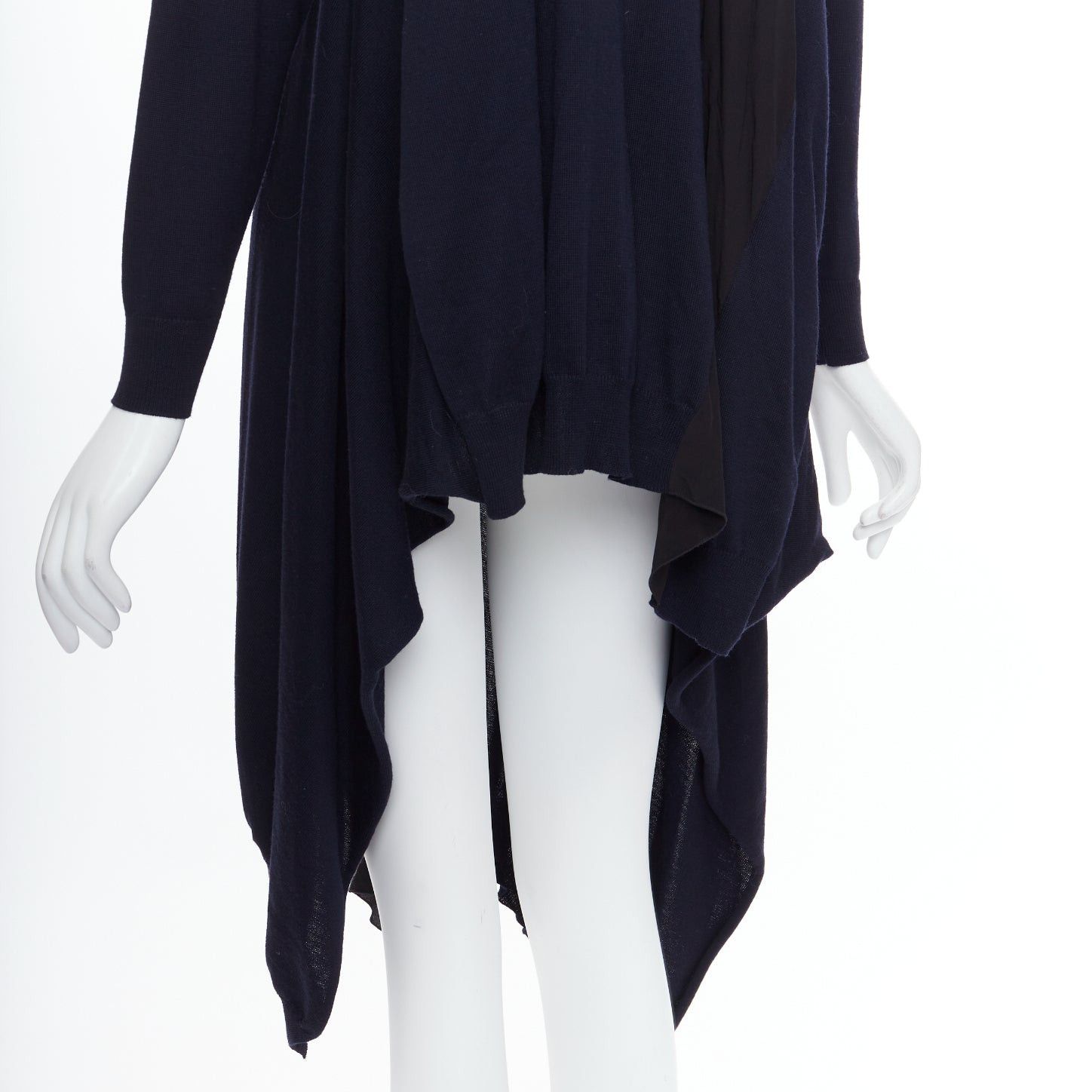 Stella McCartney STELLA MCCARTNEY 2017 navy contrast material high low cardigan IT34 XS Size XXS / US 00 / IT 34 - 7 Thumbnail