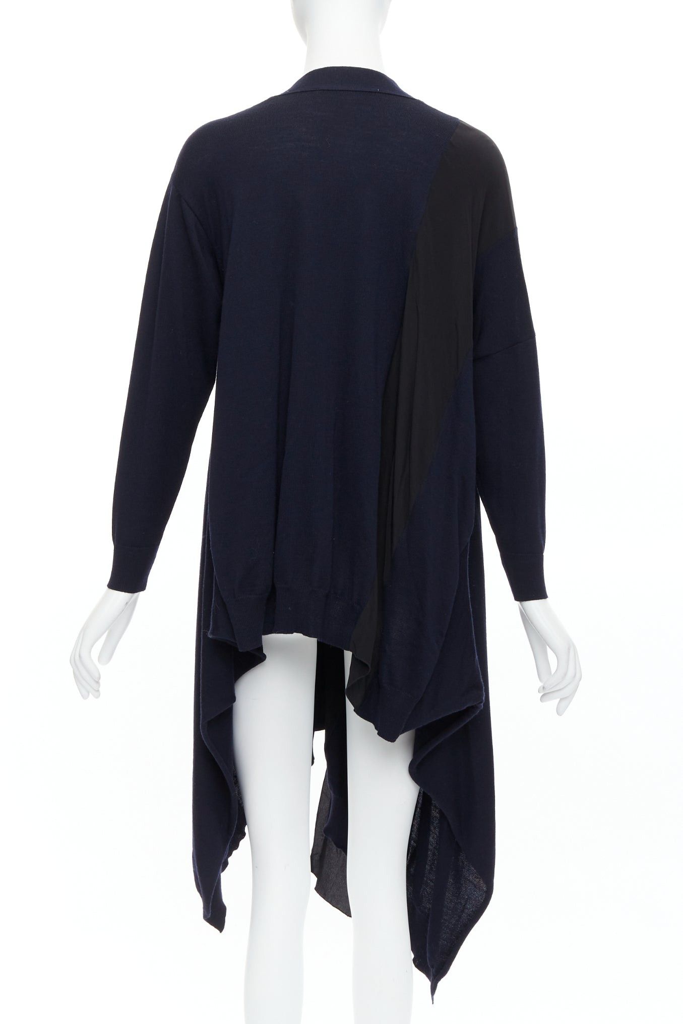Stella McCartney STELLA MCCARTNEY 2017 navy contrast material high low cardigan IT34 XS Size XXS / US 00 / IT 34 - 5 Thumbnail