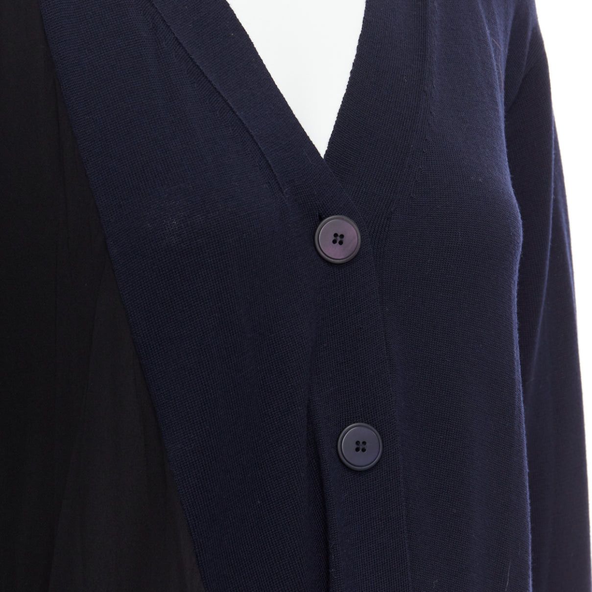 Stella McCartney STELLA MCCARTNEY 2017 navy contrast material high low cardigan IT34 XS Size XXS / US 00 / IT 34 - 8 Thumbnail