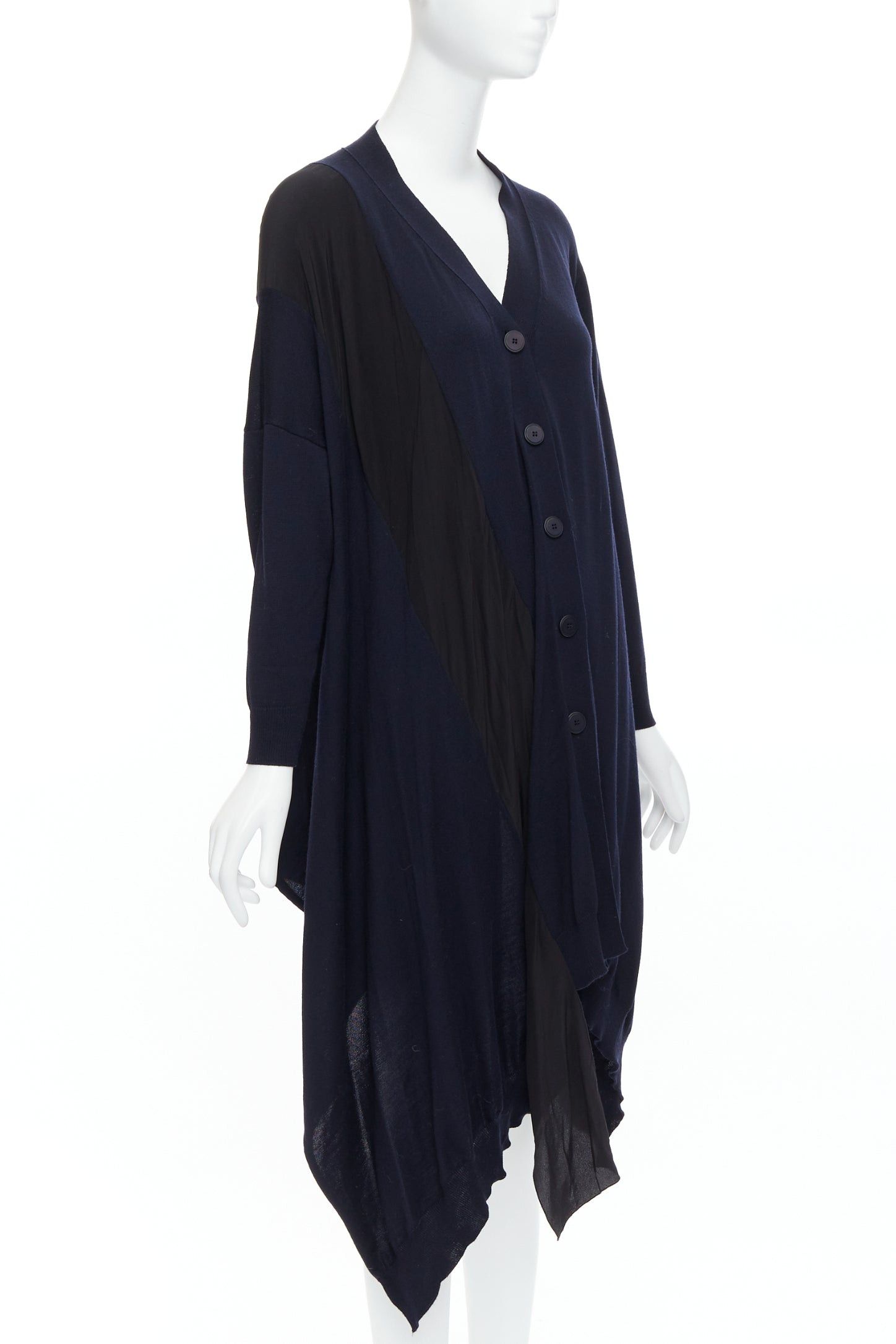 Stella McCartney STELLA MCCARTNEY 2017 navy contrast material high low cardigan IT34 XS Size XXS / US 00 / IT 34 - 3 Thumbnail