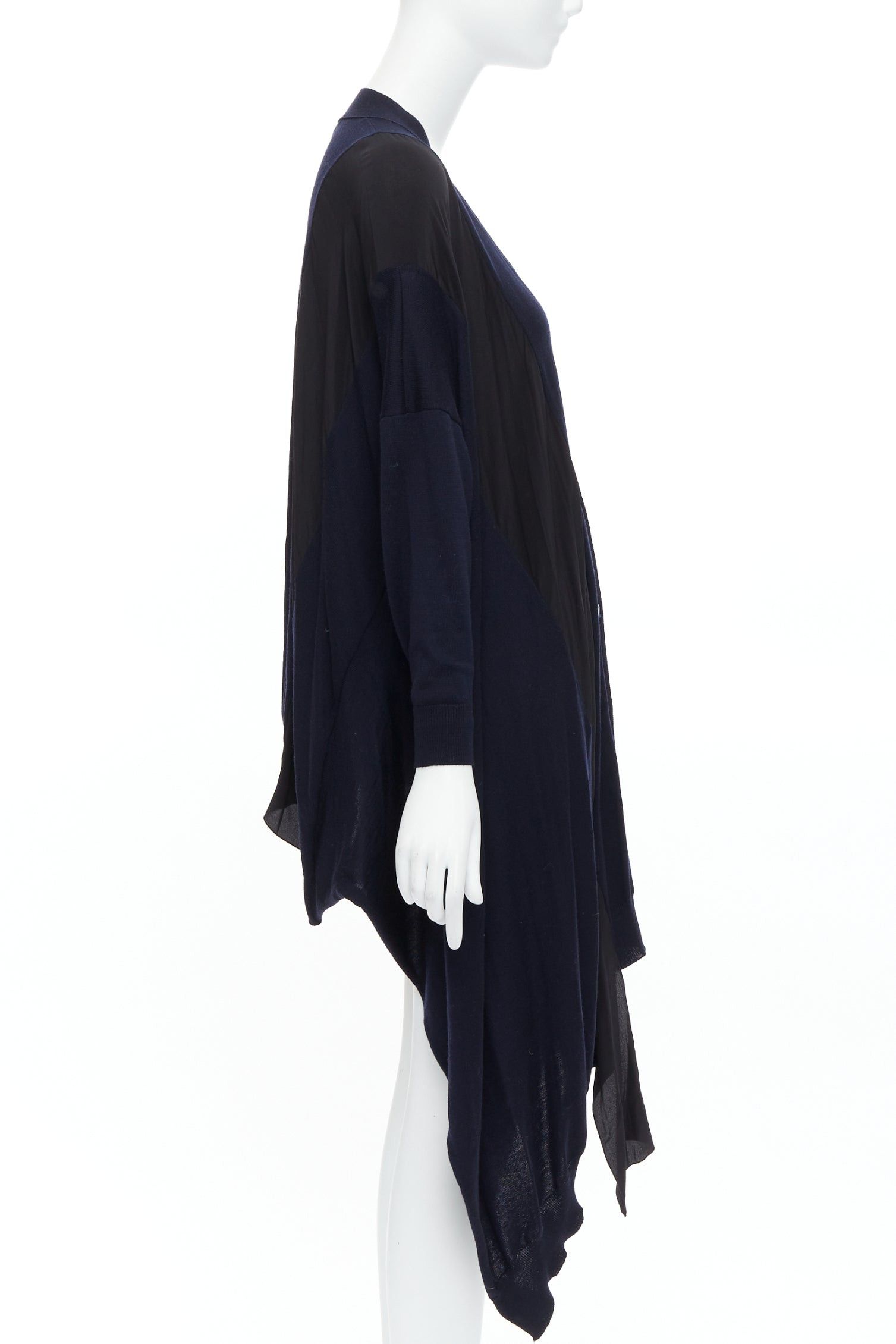 Stella McCartney STELLA MCCARTNEY 2017 navy contrast material high low cardigan IT34 XS Size XXS / US 00 / IT 34 - 4 Thumbnail