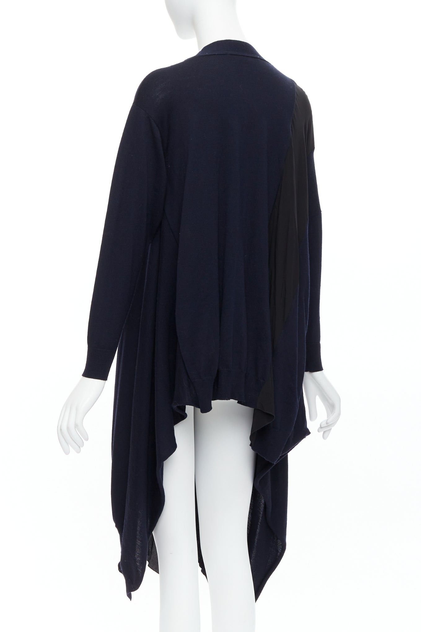 Stella McCartney STELLA MCCARTNEY 2017 navy contrast material high low cardigan IT34 XS Size XXS / US 00 / IT 34 - 6 Thumbnail