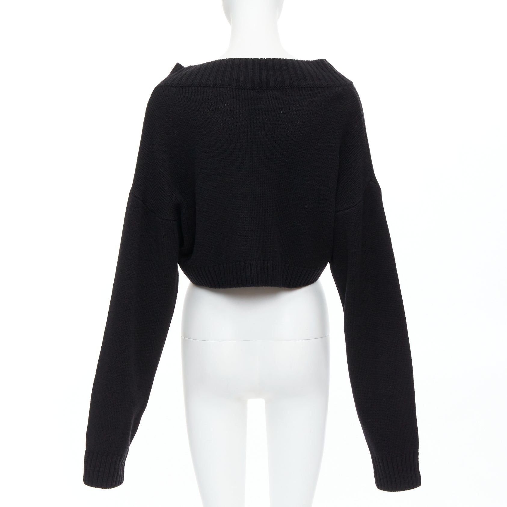 Other DANIELLE GUIZIO black virgin wool blend silver safety pin cropped cardigan XS/S Size S / US 4 / IT 40 - 5 Thumbnail