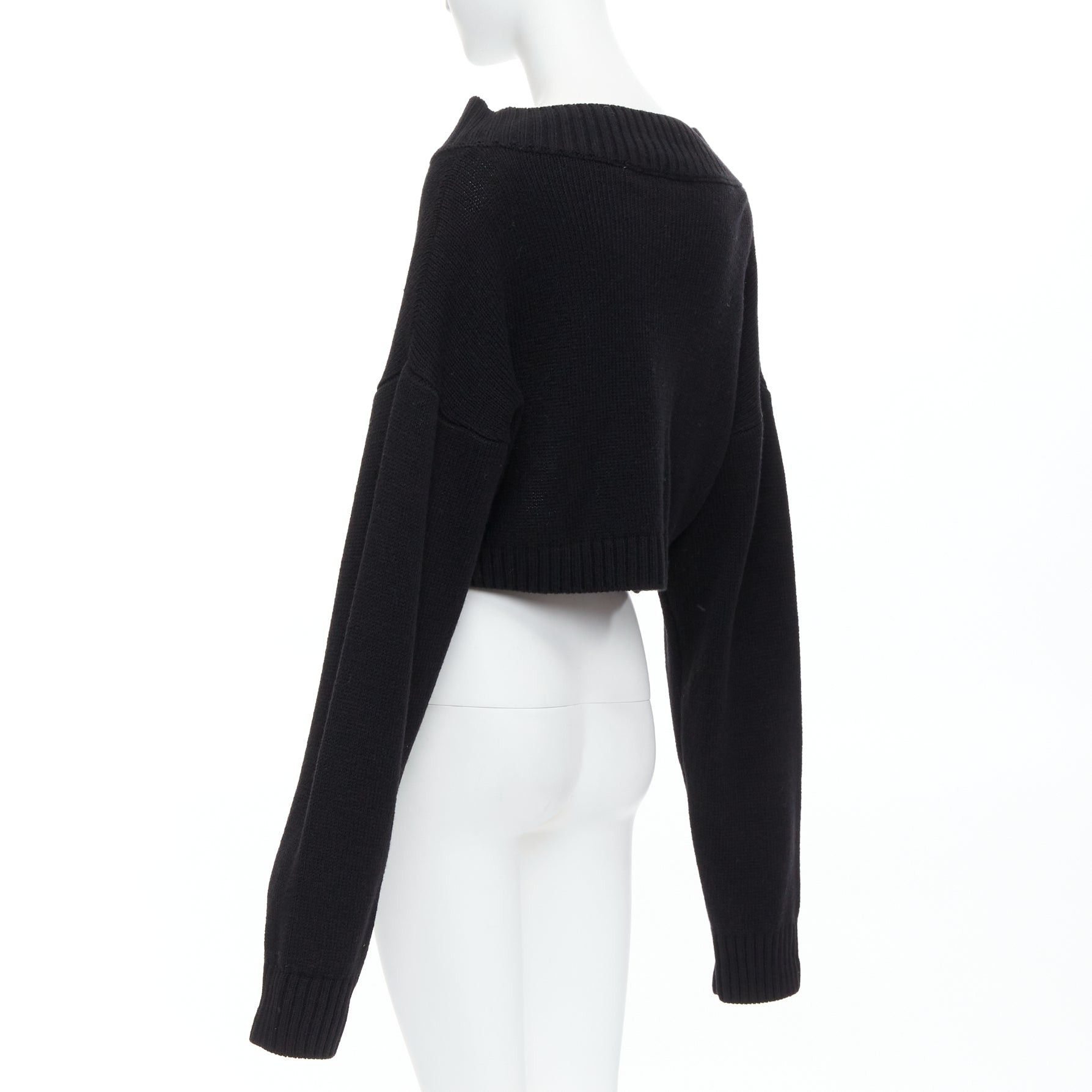 Other DANIELLE GUIZIO black virgin wool blend silver safety pin cropped cardigan XS/S Size S / US 4 / IT 40 - 6 Thumbnail