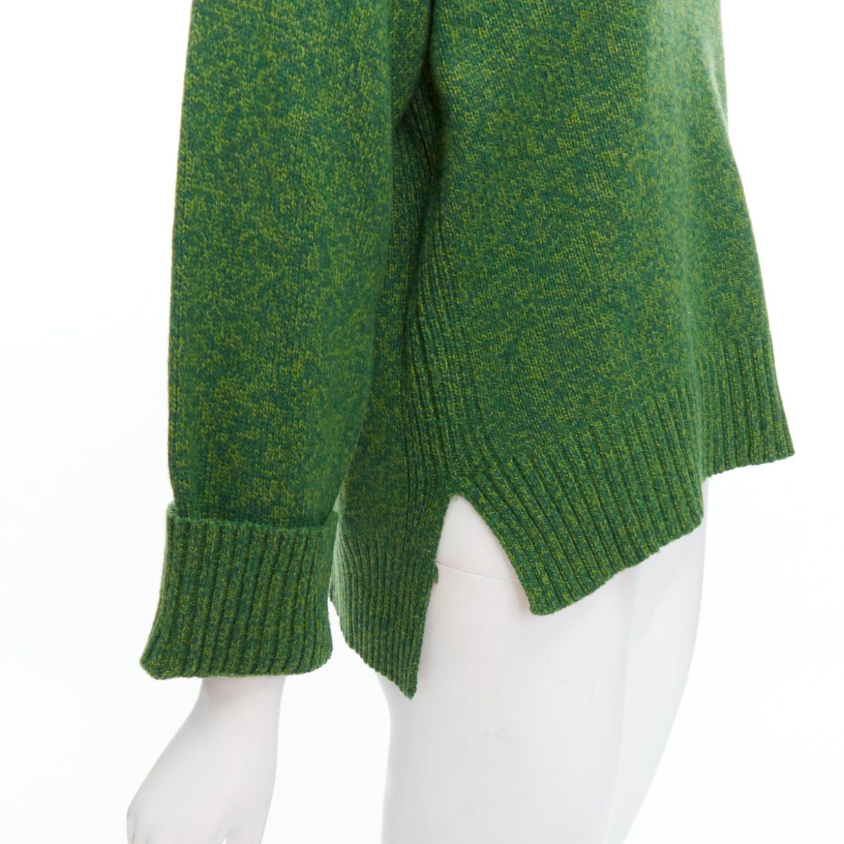 Ganni GANNI green recycled wool blend Vneck cropped sweater top XS Size S / US 4 / IT 40 - 2 Thumbnail