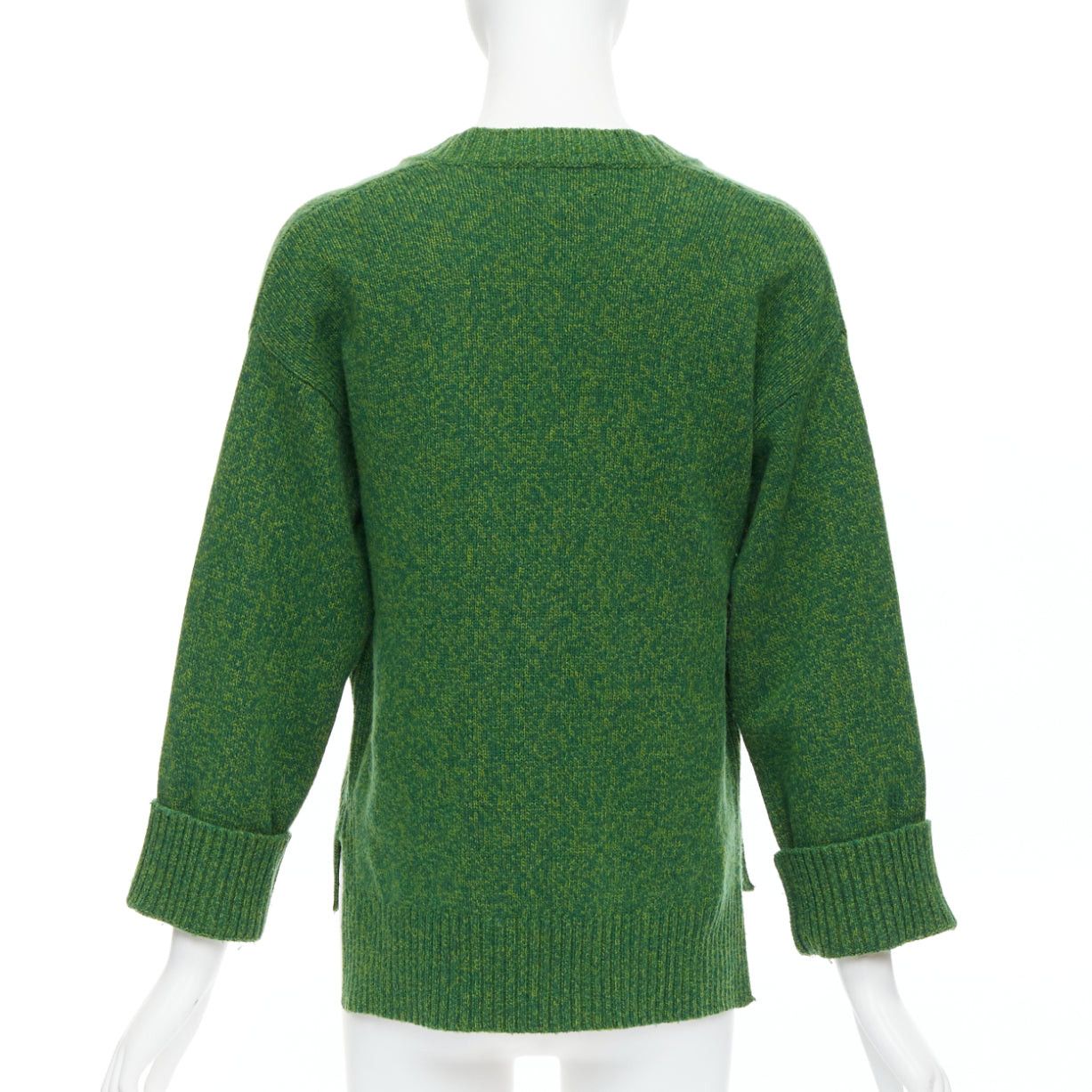 Ganni GANNI green recycled wool blend Vneck cropped sweater top XS Size S / US 4 / IT 40 - 5 Thumbnail