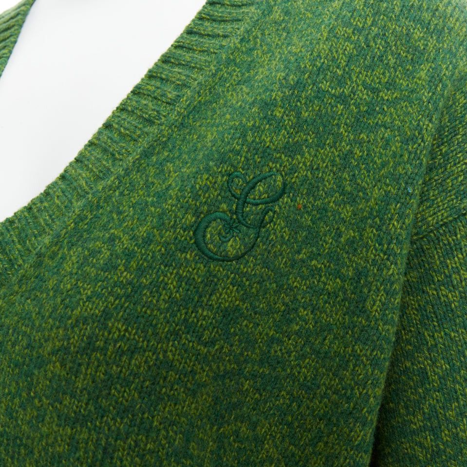 Ganni GANNI green recycled wool blend Vneck cropped sweater top XS Size S / US 4 / IT 40 - 7 Thumbnail
