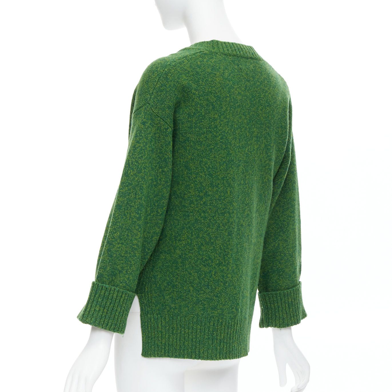 Ganni GANNI green recycled wool blend Vneck cropped sweater top XS Size S / US 4 / IT 40 - 6 Thumbnail