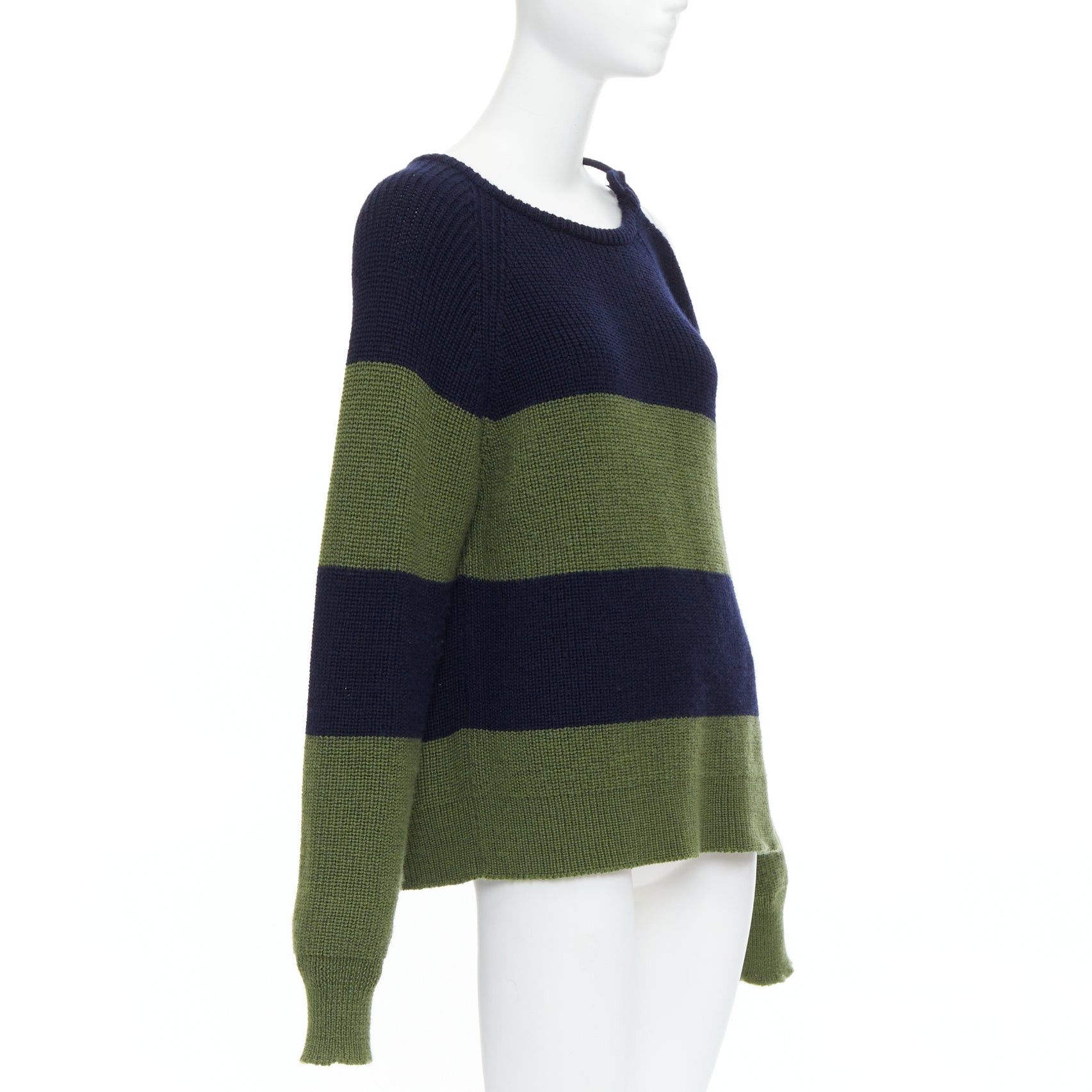 MONSE MONSE green navy embellished cutout fine merino wool sweater M Size M / US 6-8 / IT 42-44 - 3 Thumbnail