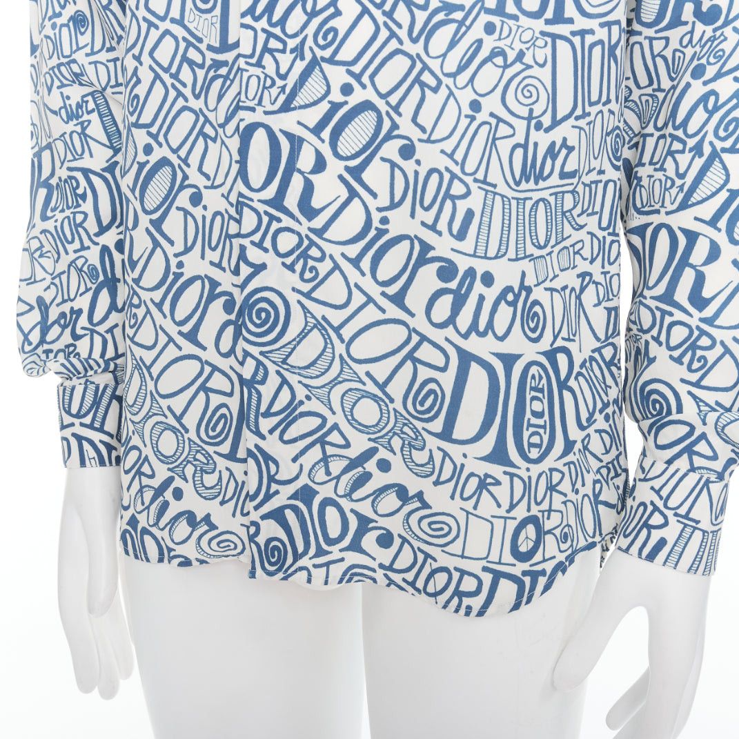 Dior DIOR Shawn Stussy blue graffiti swirl logo print button down shirt EU38 S Size US S / EU 44-46 / 1 - 7 Thumbnail
