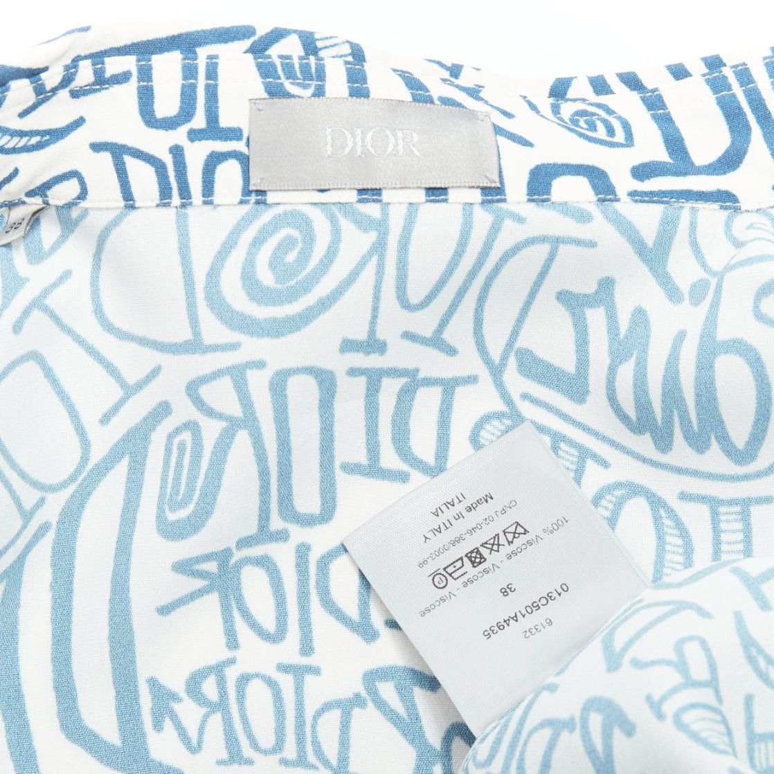Dior DIOR Shawn Stussy blue graffiti swirl logo print button down shirt EU38 S Size US S / EU 44-46 / 1 - 8 Thumbnail