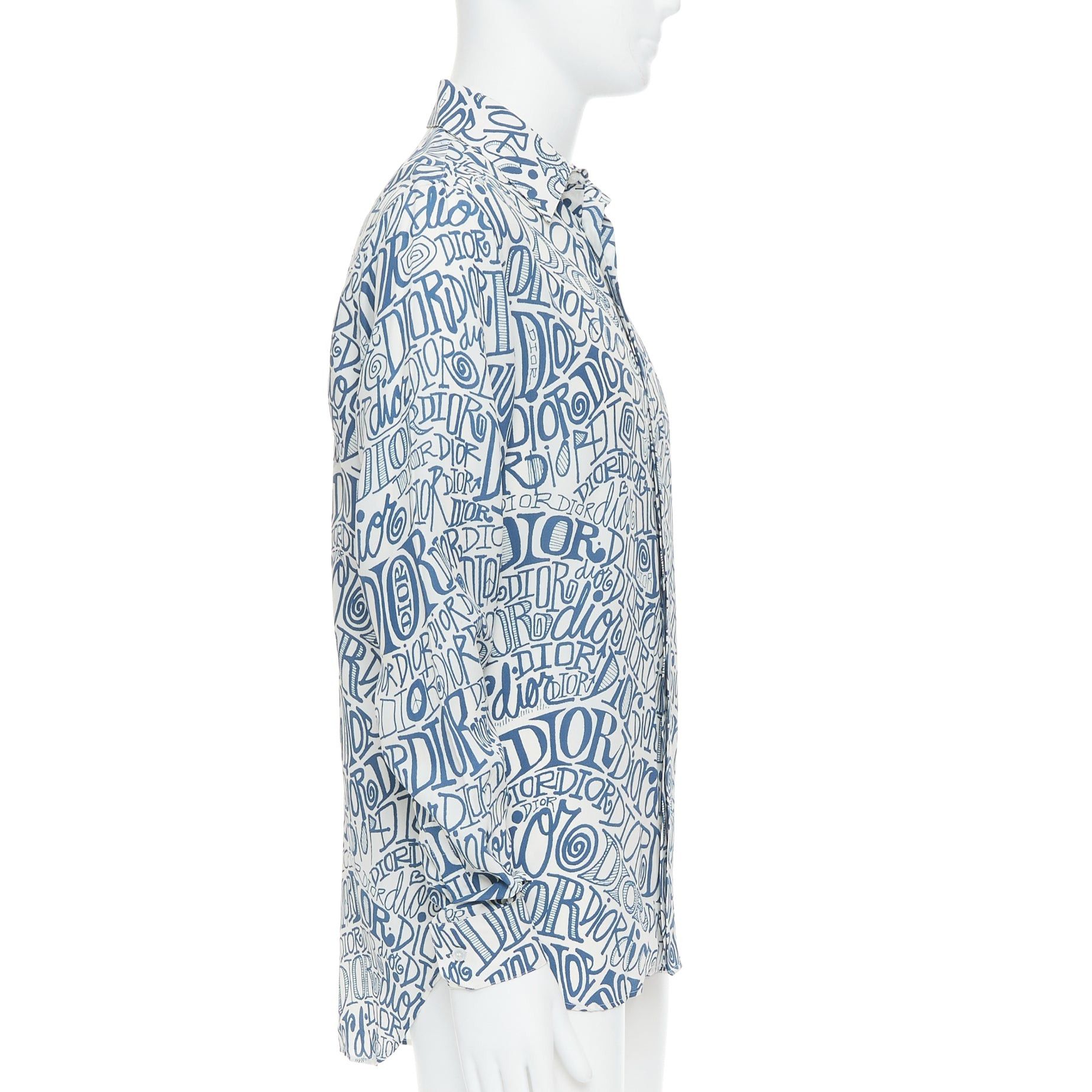 Dior DIOR Shawn Stussy blue graffiti swirl logo print button down shirt EU38 S Size US S / EU 44-46 / 1 - 4 Thumbnail