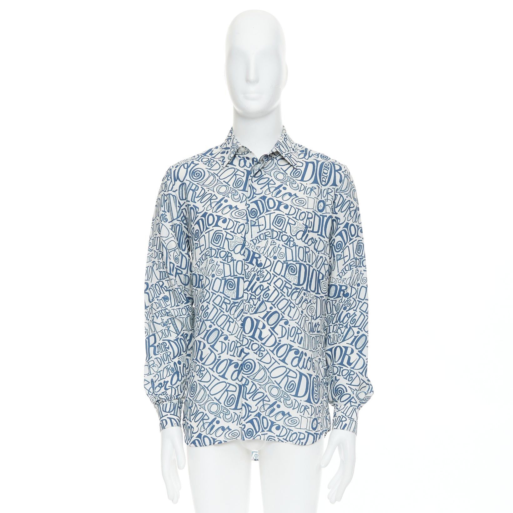 Dior DIOR Shawn Stussy blue graffiti swirl logo print button down shirt EU38 S Size US S / EU 44-46 / 1 - 9 Thumbnail