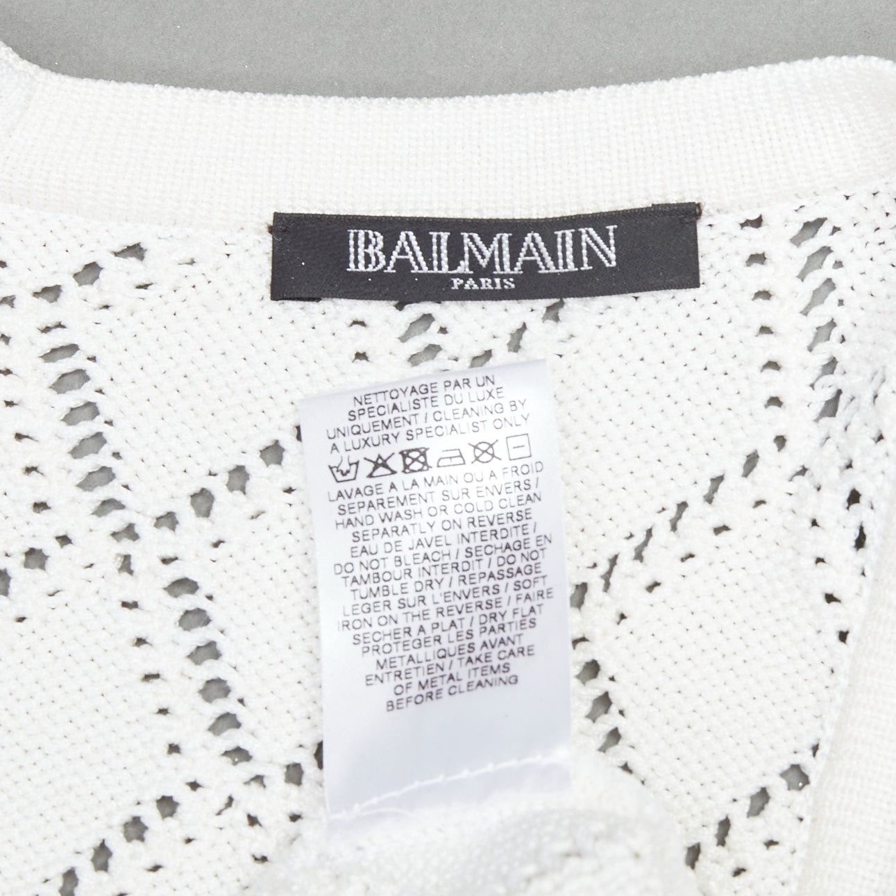 Balmain BALMAIN metallic silver coated cream argyle knit mini dress FR34 XS Size XS / US 0-2 / IT 36-38 - 8 Thumbnail