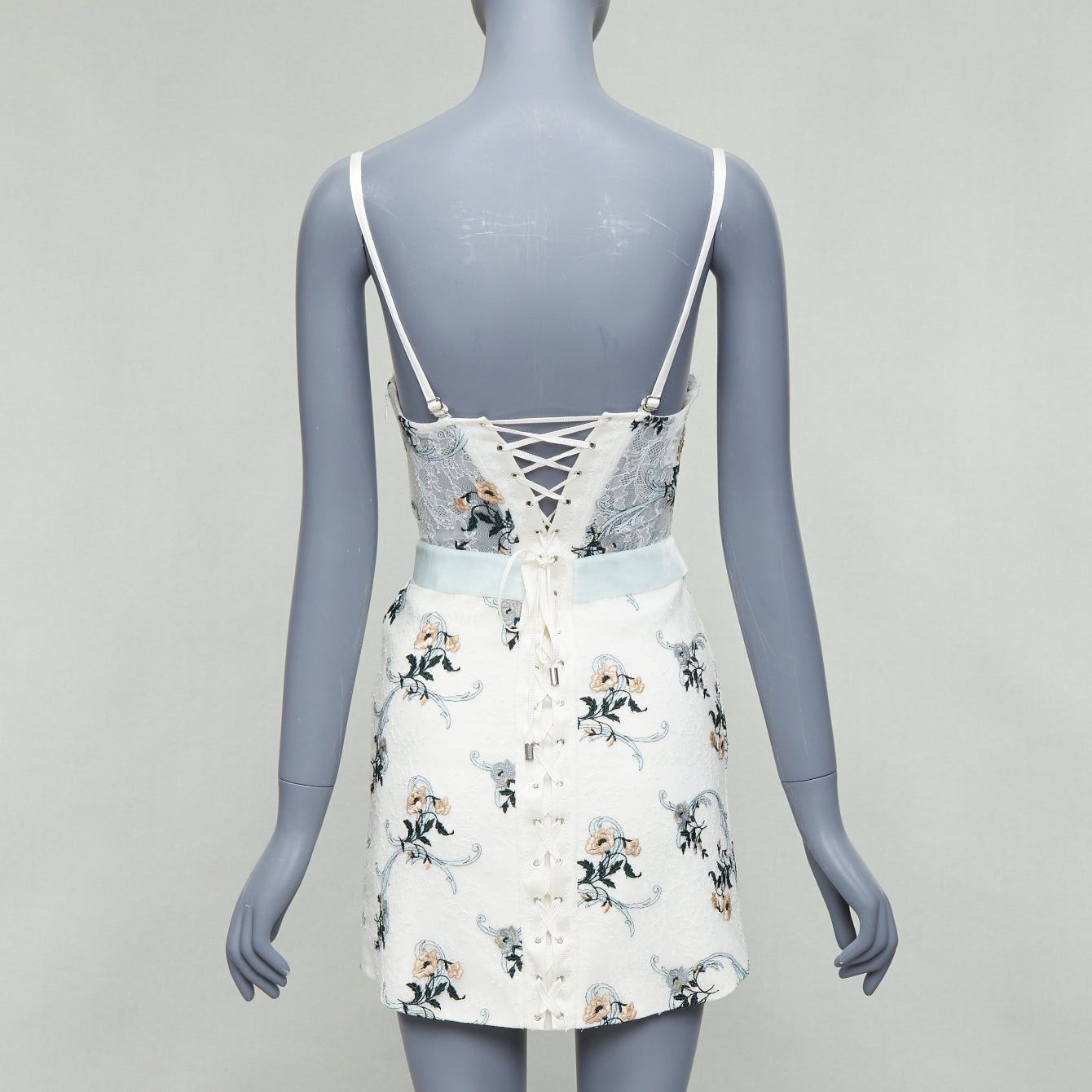 La Perla LA PERLA Hampton Court cream mint green silk floral lace mini dress IT38B XS Size XS / US 0-2 / IT 36-38 - 5 Thumbnail