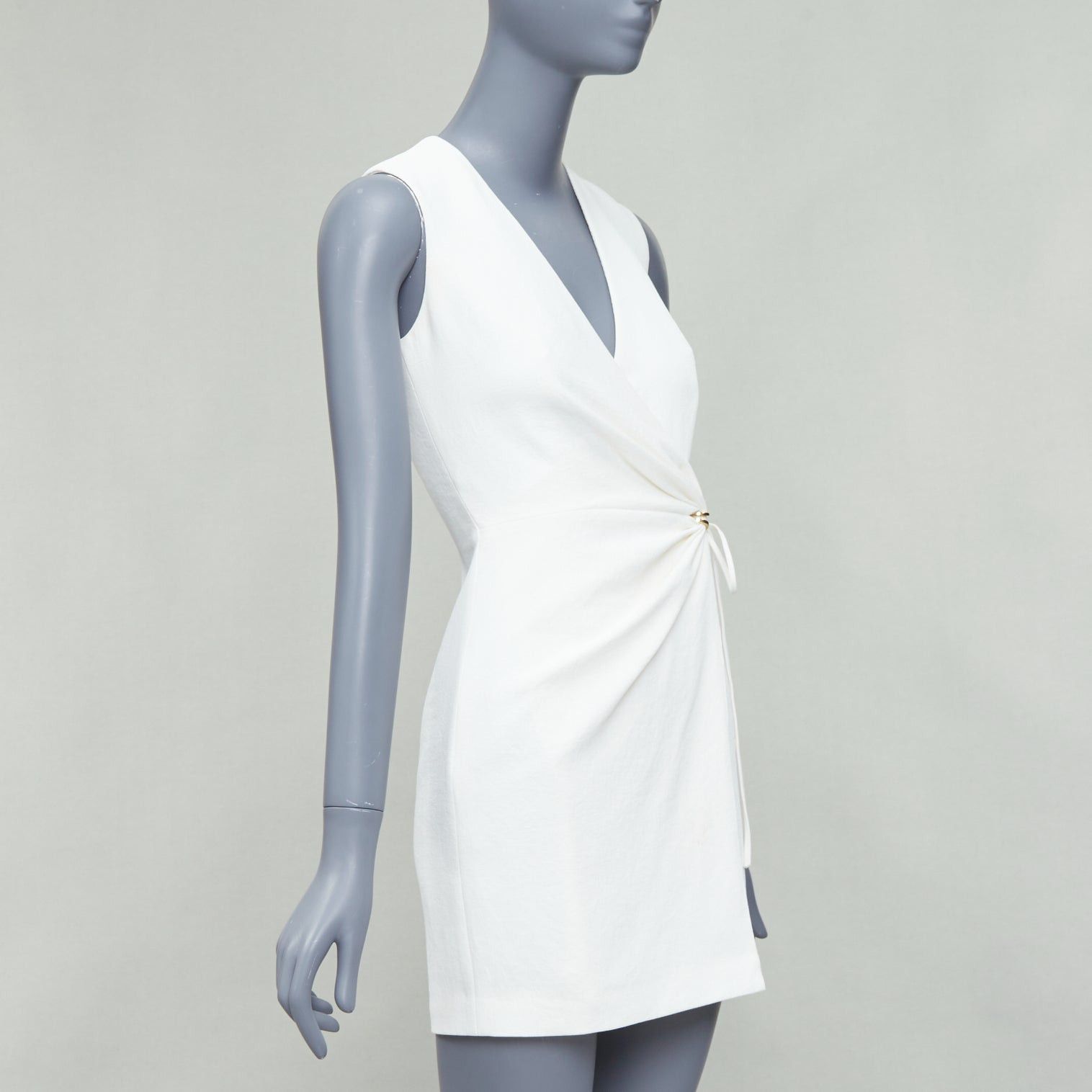 Dion Lee DION LEE white textured gold hardware ruched wrap dress UK6 XS Size XS / US 0-2 / IT 36-38 - 3 Thumbnail