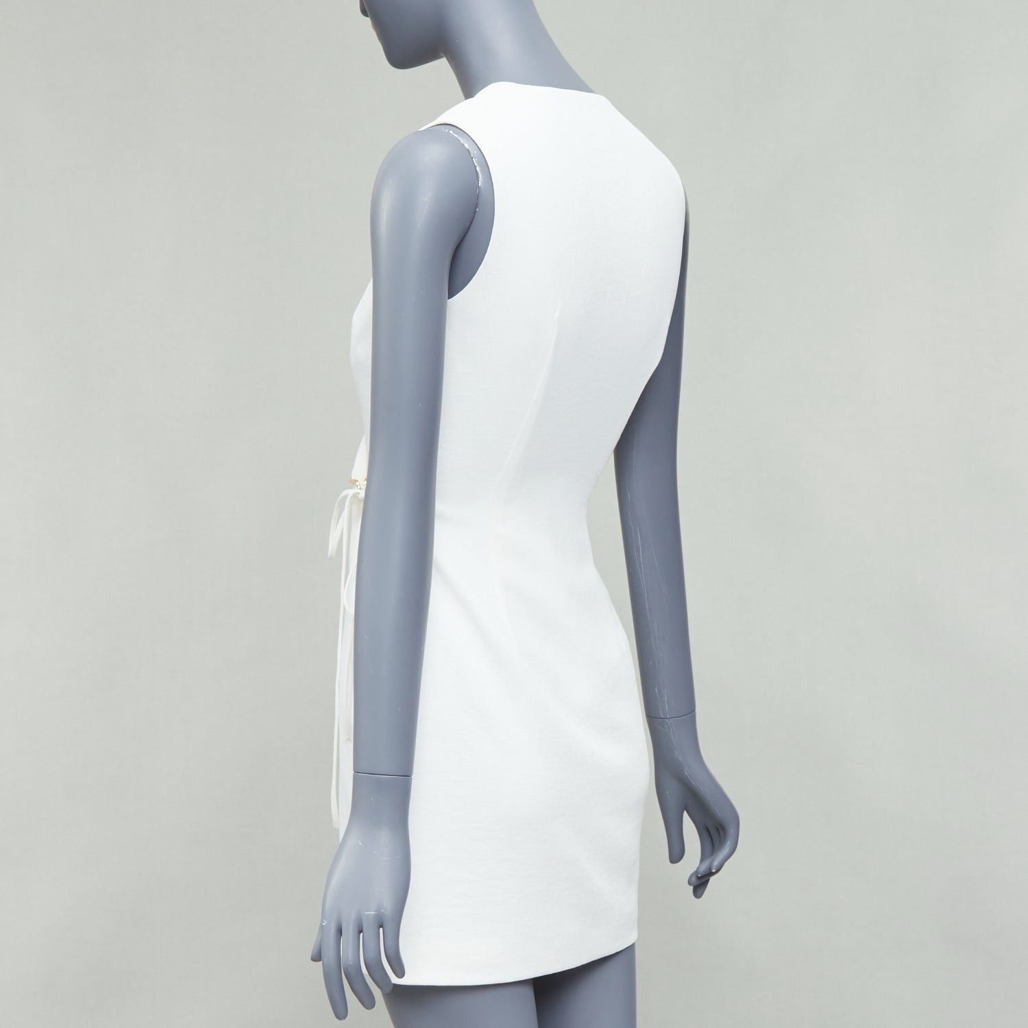 Dion Lee DION LEE white textured gold hardware ruched wrap dress UK6 XS Size XS / US 0-2 / IT 36-38 - 6 Thumbnail