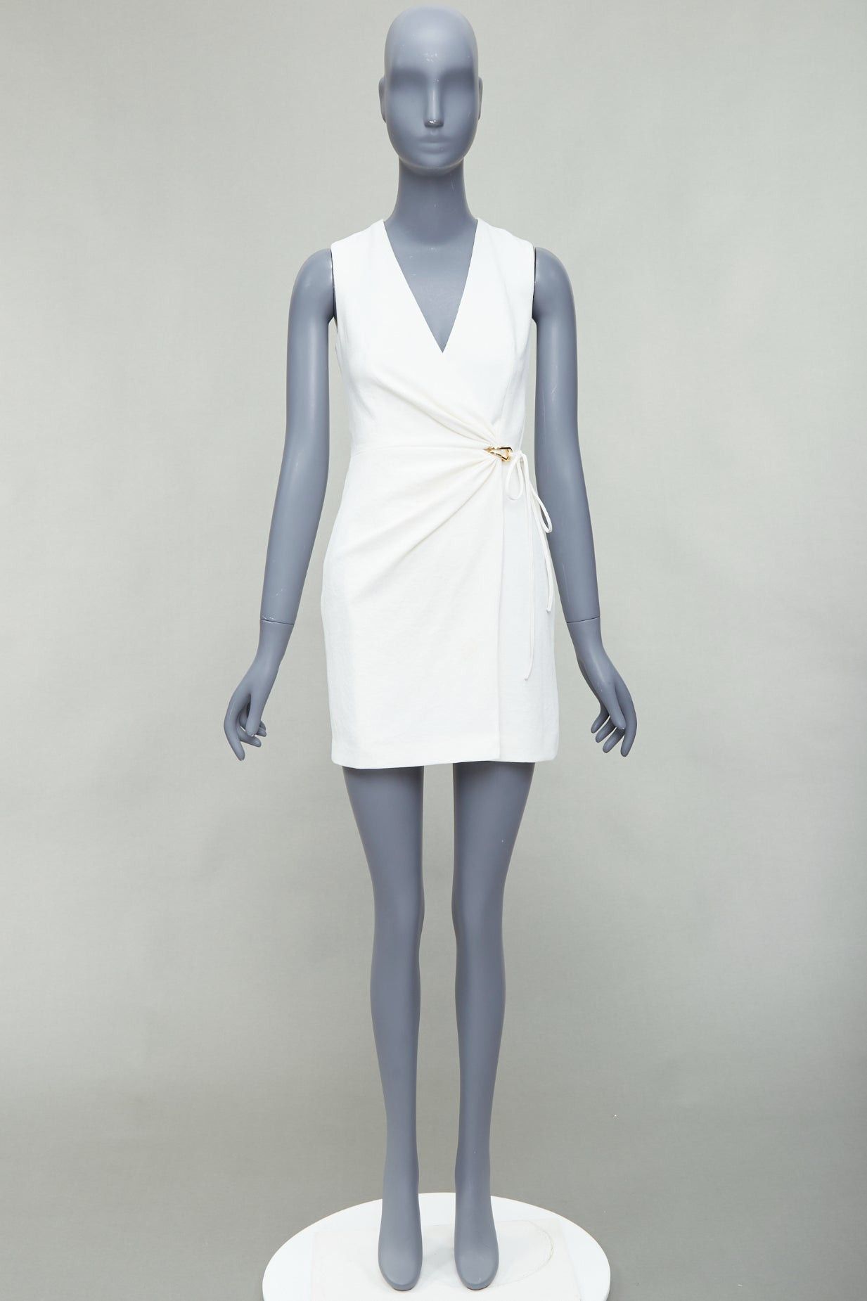 Dion Lee DION LEE white textured gold hardware ruched wrap dress UK6 XS Size XS / US 0-2 / IT 36-38 - 9 Thumbnail