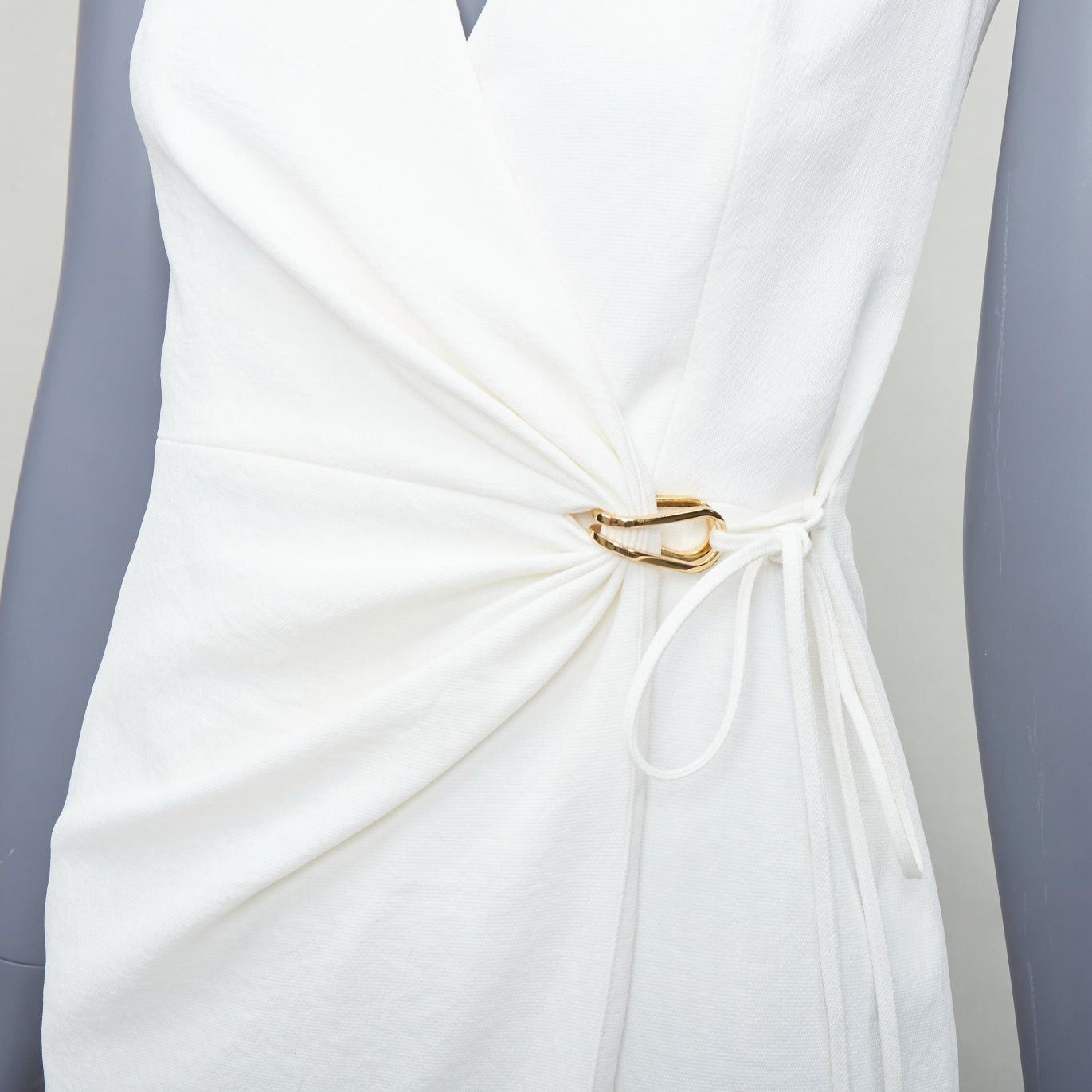 Dion Lee DION LEE white textured gold hardware ruched wrap dress UK6 XS Size XS / US 0-2 / IT 36-38 - 2 Thumbnail