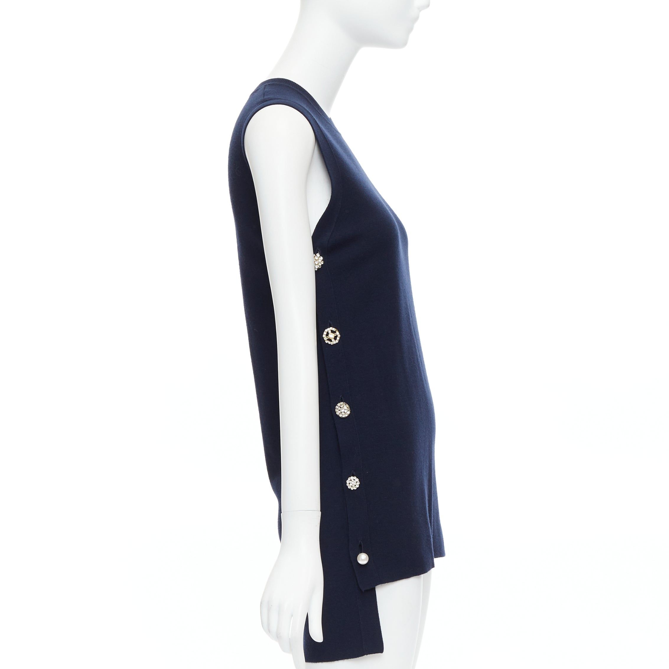 Adam Lippes ADAM LIPPES navy soft clear gold crystal side buttons hi low top XS Size XS / US 0-2 / IT 36-38 - 4 Thumbnail