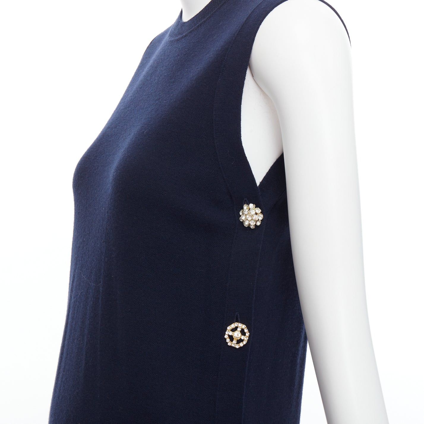 Adam Lippes ADAM LIPPES navy soft clear gold crystal side buttons hi low top XS Size XS / US 0-2 / IT 36-38 - 2 Thumbnail