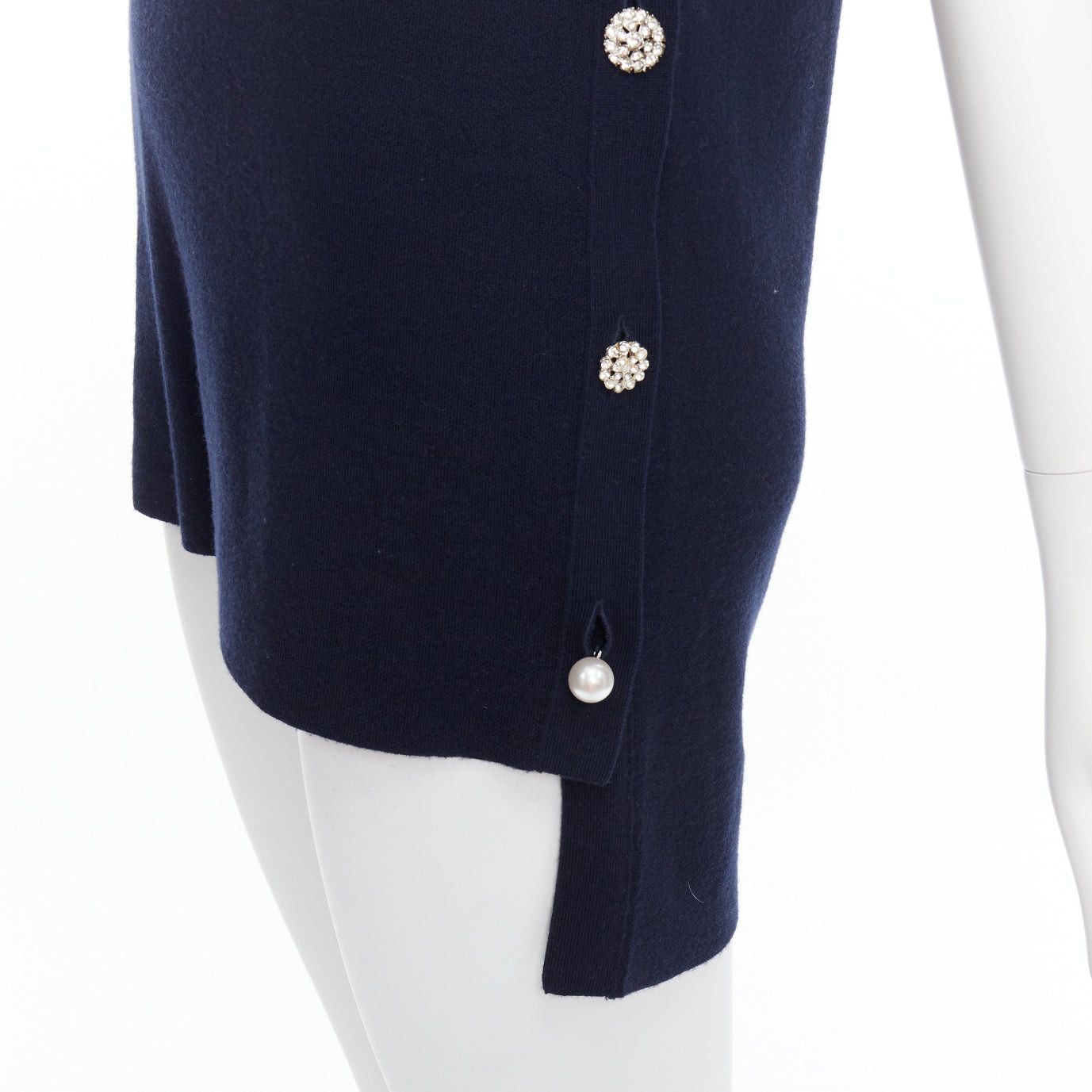 Adam Lippes ADAM LIPPES navy soft clear gold crystal side buttons hi low top XS Size XS / US 0-2 / IT 36-38 - 7 Thumbnail