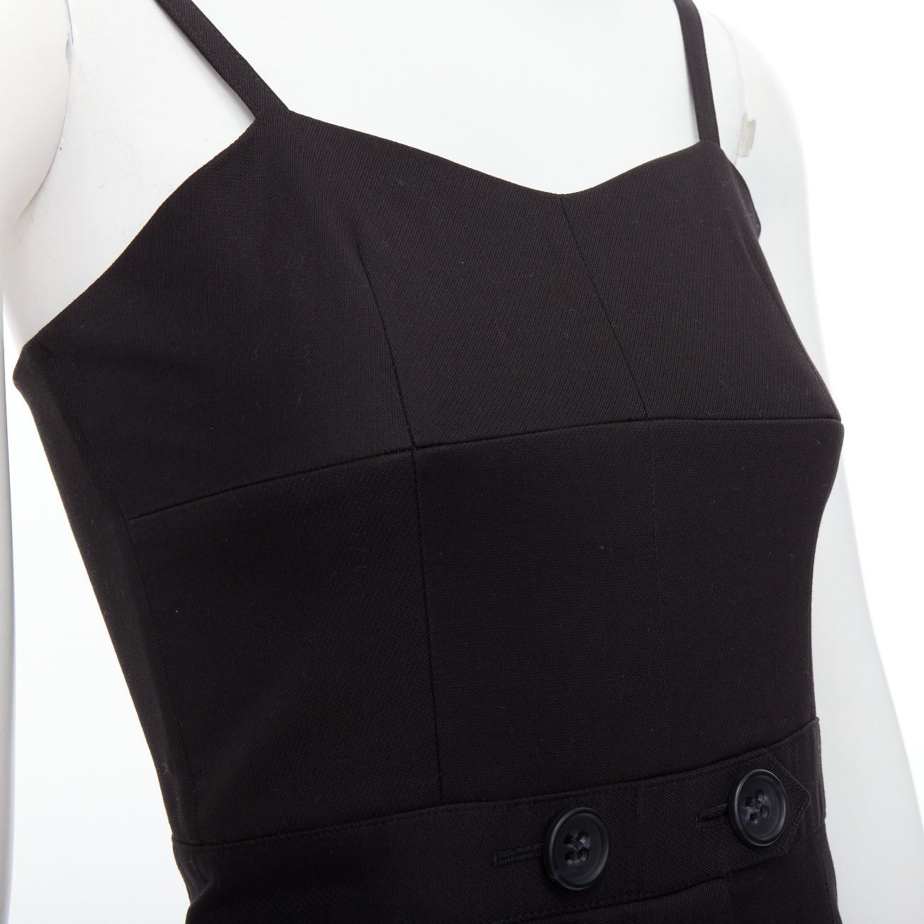 RED Valentino RED VALENTINO black cotton buttoned strappy cargo romper playsuit IT36 XXS Size 25" / US 0 / IT 36 - 7 Thumbnail