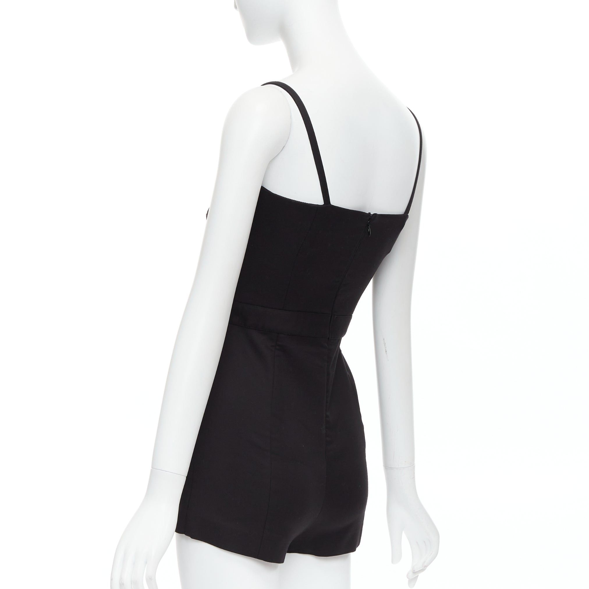 RED Valentino RED VALENTINO black cotton buttoned strappy cargo romper playsuit IT36 XXS Size 25" / US 0 / IT 36 - 6 Thumbnail