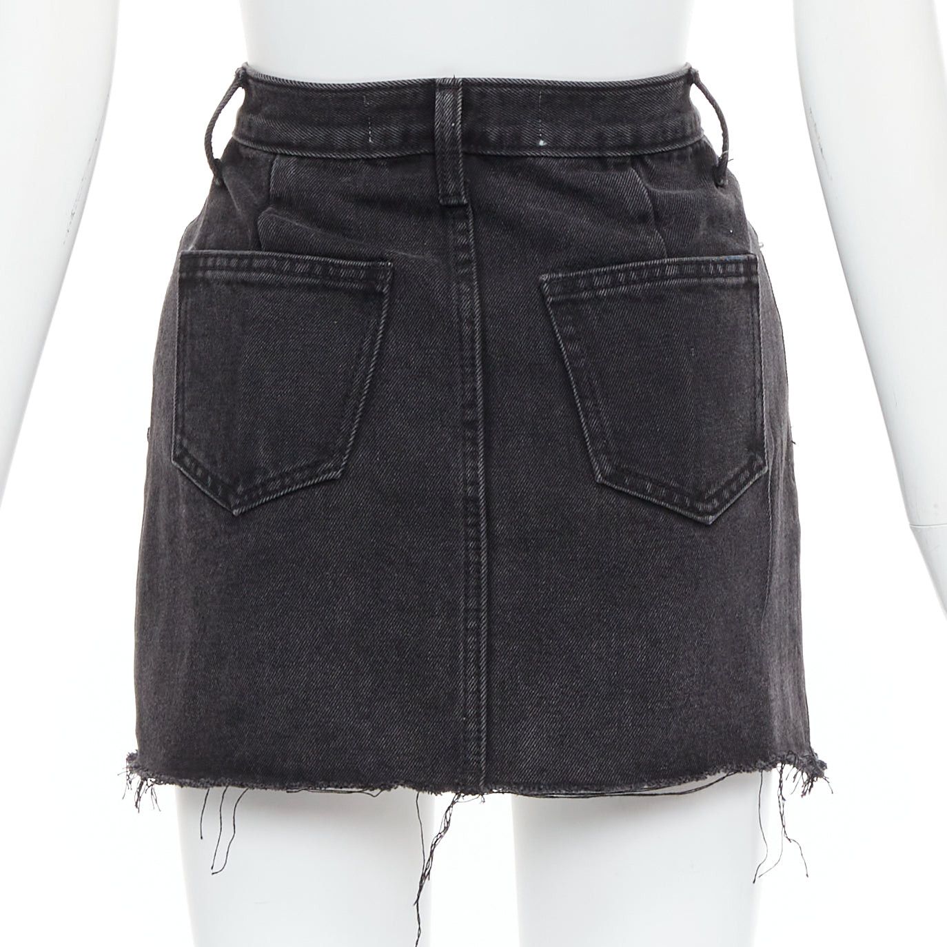 KIMHEKIM KIMHEKIM My Uniform black washed denim white logo tag frayed skirt S Size 27" / US 4 / IT 40 - 5 Thumbnail