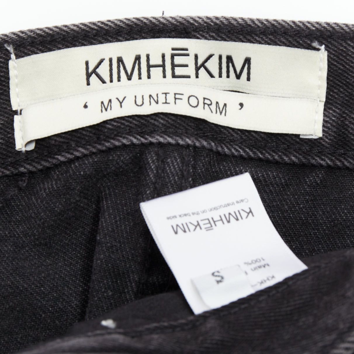 KIMHEKIM KIMHEKIM My Uniform black washed denim white logo tag frayed skirt S Size 27" / US 4 / IT 40 - 8 Thumbnail
