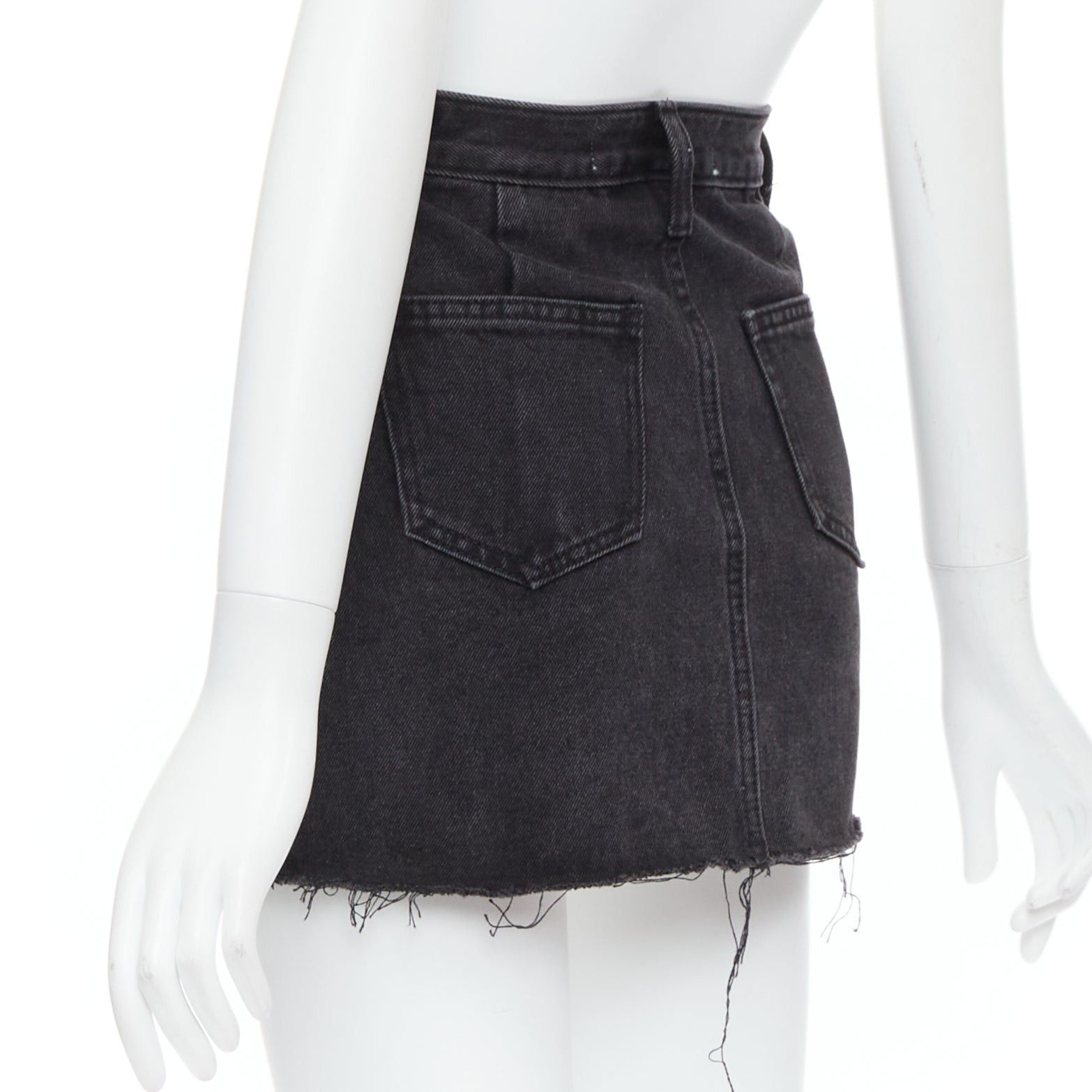KIMHEKIM KIMHEKIM My Uniform black washed denim white logo tag frayed skirt S Size 27" / US 4 / IT 40 - 6 Thumbnail