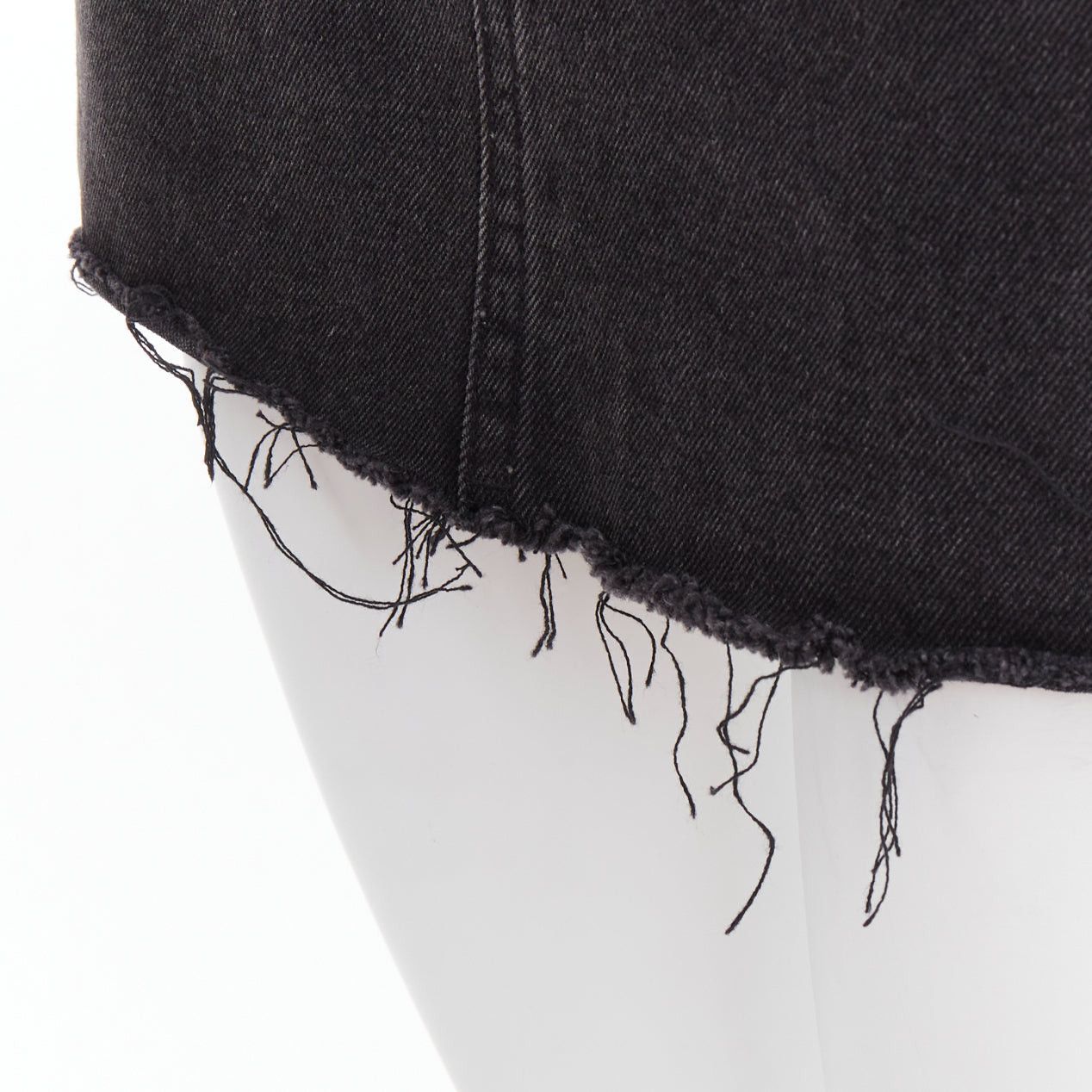 KIMHEKIM KIMHEKIM My Uniform black washed denim white logo tag frayed skirt S Size 27" / US 4 / IT 40 - 7 Thumbnail