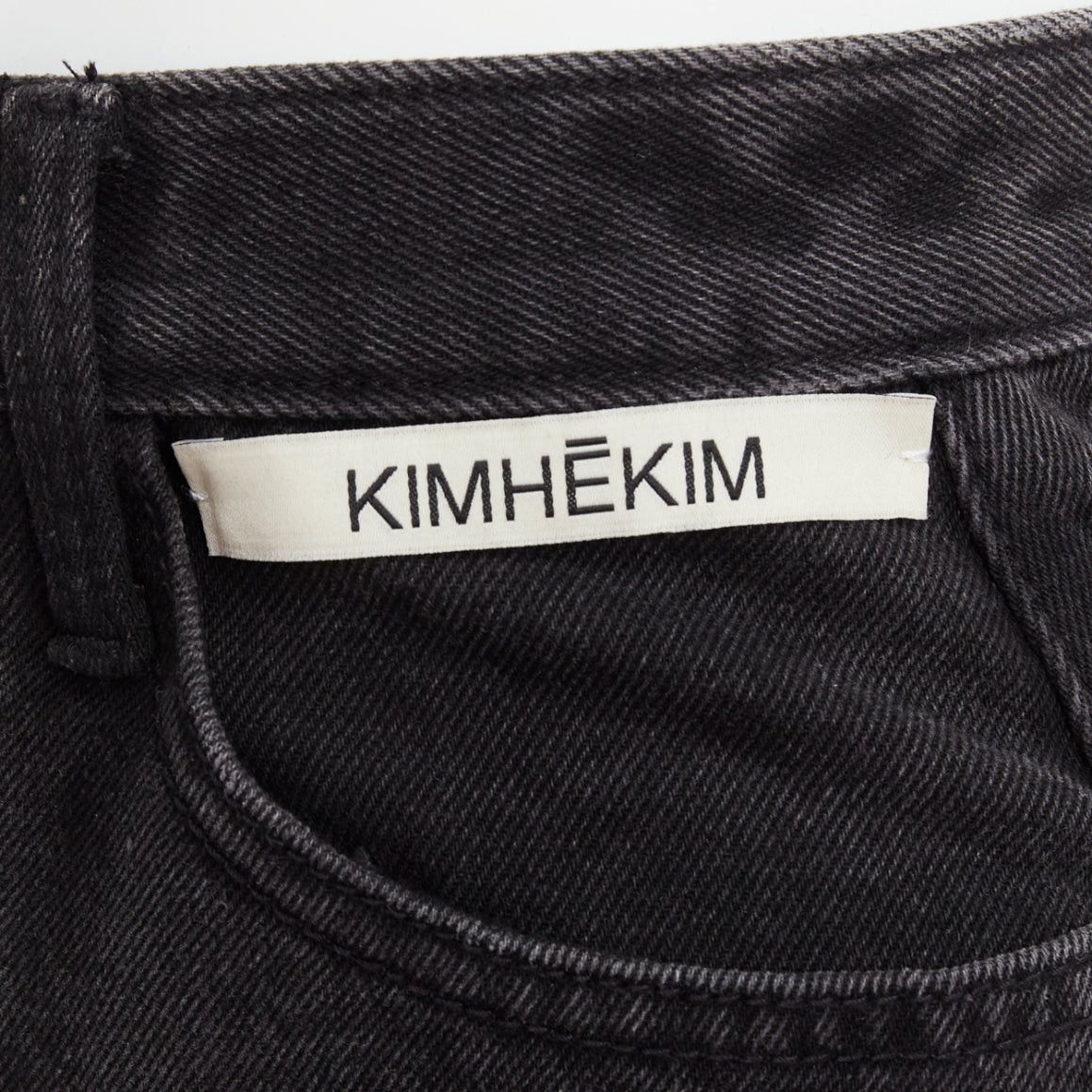 KIMHEKIM KIMHEKIM My Uniform black washed denim white logo tag frayed skirt S Size 27" / US 4 / IT 40 - 2 Thumbnail