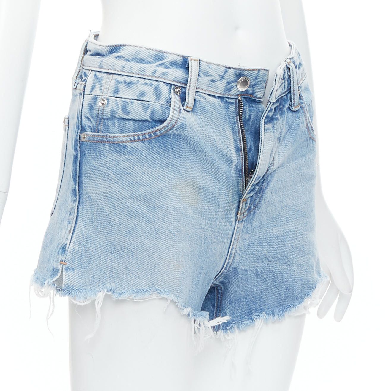 Alexander Wang ALEXANDER WANG Bite Zip blue washed denim hot pants shorts 25" Size 27" / US 4 / IT 40 - 3 Thumbnail
