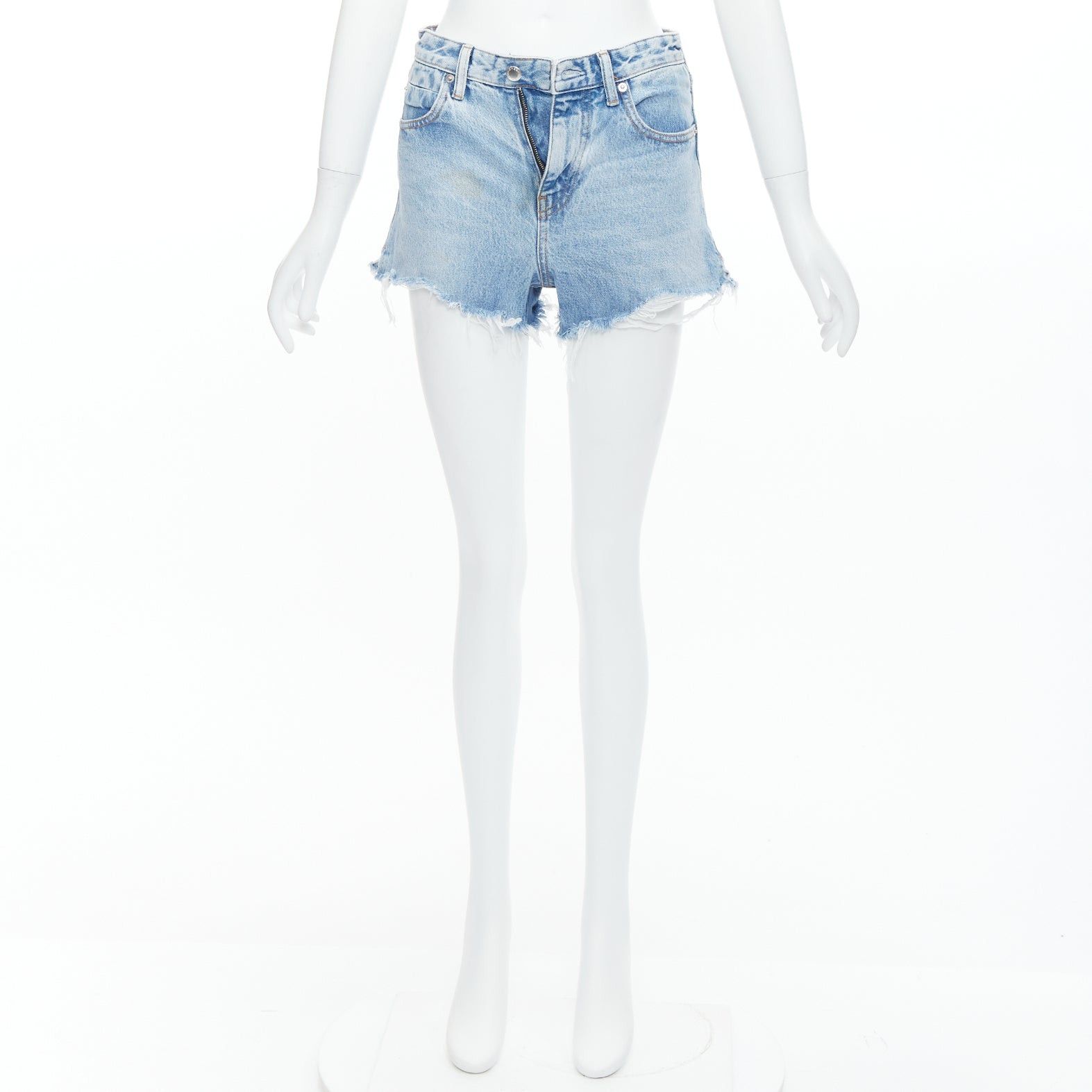 Alexander Wang ALEXANDER WANG Bite Zip blue washed denim hot pants shorts 25" Size 27" / US 4 / IT 40 - 9 Thumbnail