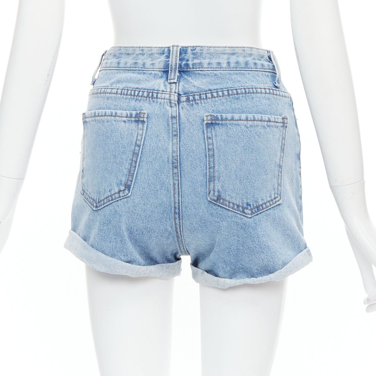 KIMHEKIM KIMHEKIM My Uniform blue washed denim roll cuff shorts S Size 27" / US 4 / IT 40 - 5 Thumbnail