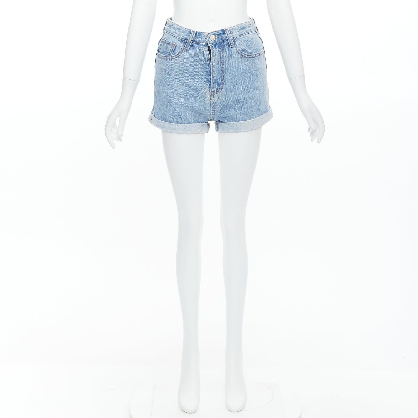 KIMHEKIM KIMHEKIM My Uniform blue washed denim roll cuff shorts S Size 27" / US 4 / IT 40 - 9 Thumbnail