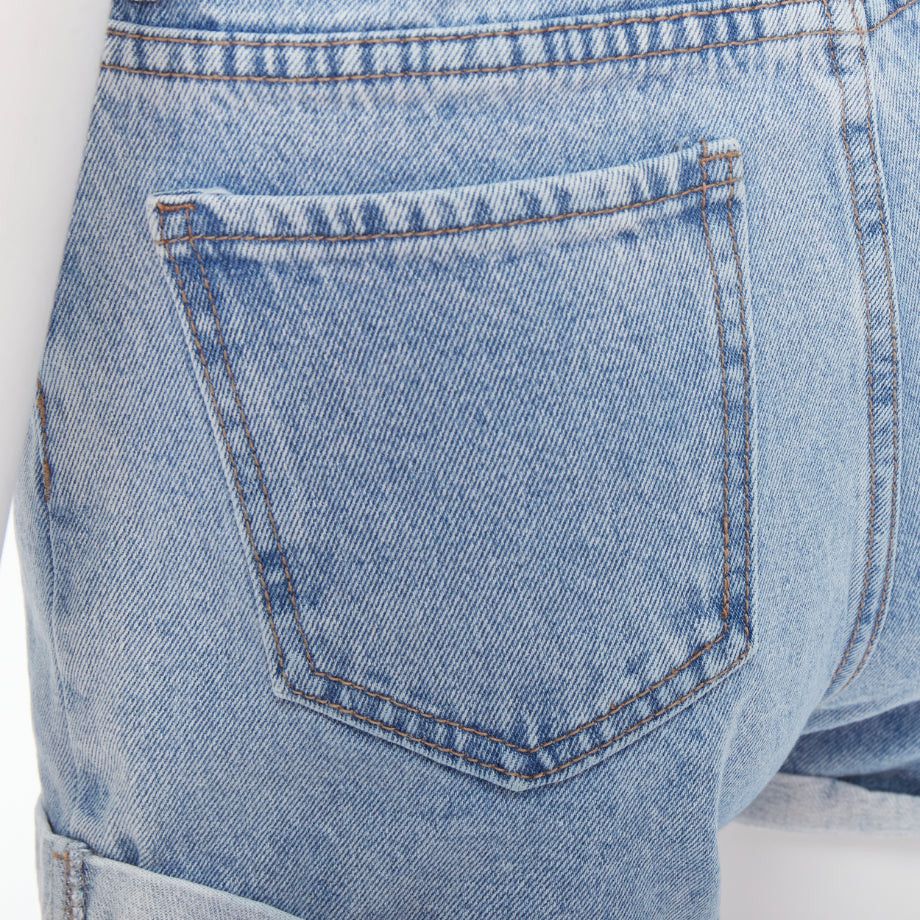 KIMHEKIM KIMHEKIM My Uniform blue washed denim roll cuff shorts S Size 27" / US 4 / IT 40 - 7 Thumbnail