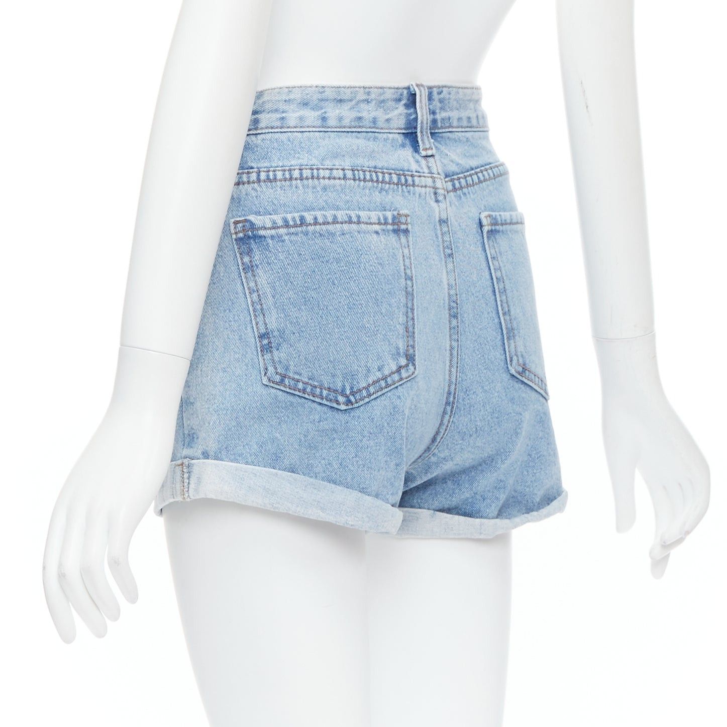 KIMHEKIM KIMHEKIM My Uniform blue washed denim roll cuff shorts S Size 27" / US 4 / IT 40 - 6 Thumbnail