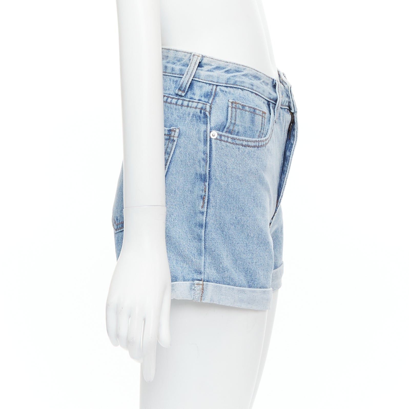 KIMHEKIM KIMHEKIM My Uniform blue washed denim roll cuff shorts S Size 27" / US 4 / IT 40 - 4 Thumbnail