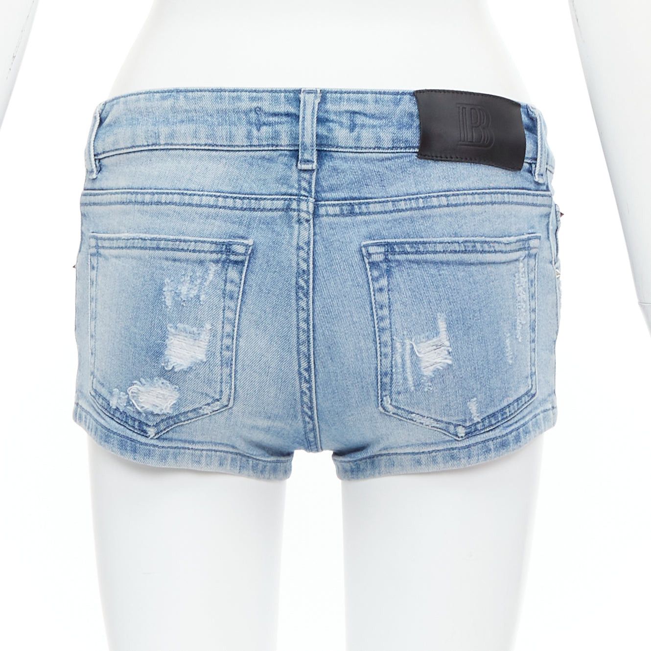 Pierre Balmain PIERRE BALMAIN blue distressed washed B logo charm hot shorts 24" Size 27" / US 4 / IT 40 - 5 Thumbnail