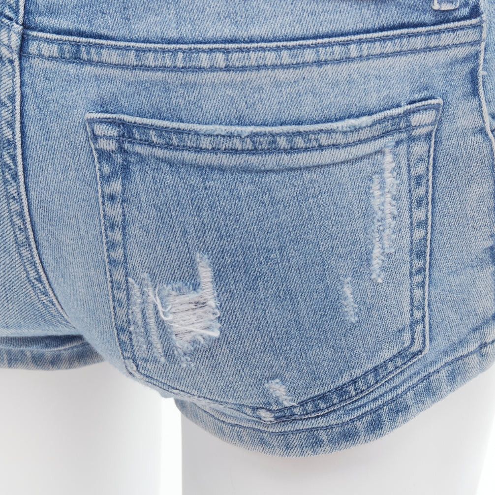 Pierre Balmain PIERRE BALMAIN blue distressed washed B logo charm hot shorts 24" Size 27" / US 4 / IT 40 - 7 Thumbnail