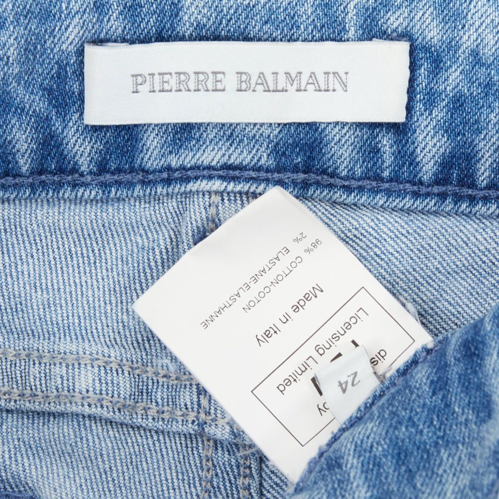 Pierre Balmain PIERRE BALMAIN blue distressed washed B logo charm hot shorts 24" Size 27" / US 4 / IT 40 - 8 Thumbnail