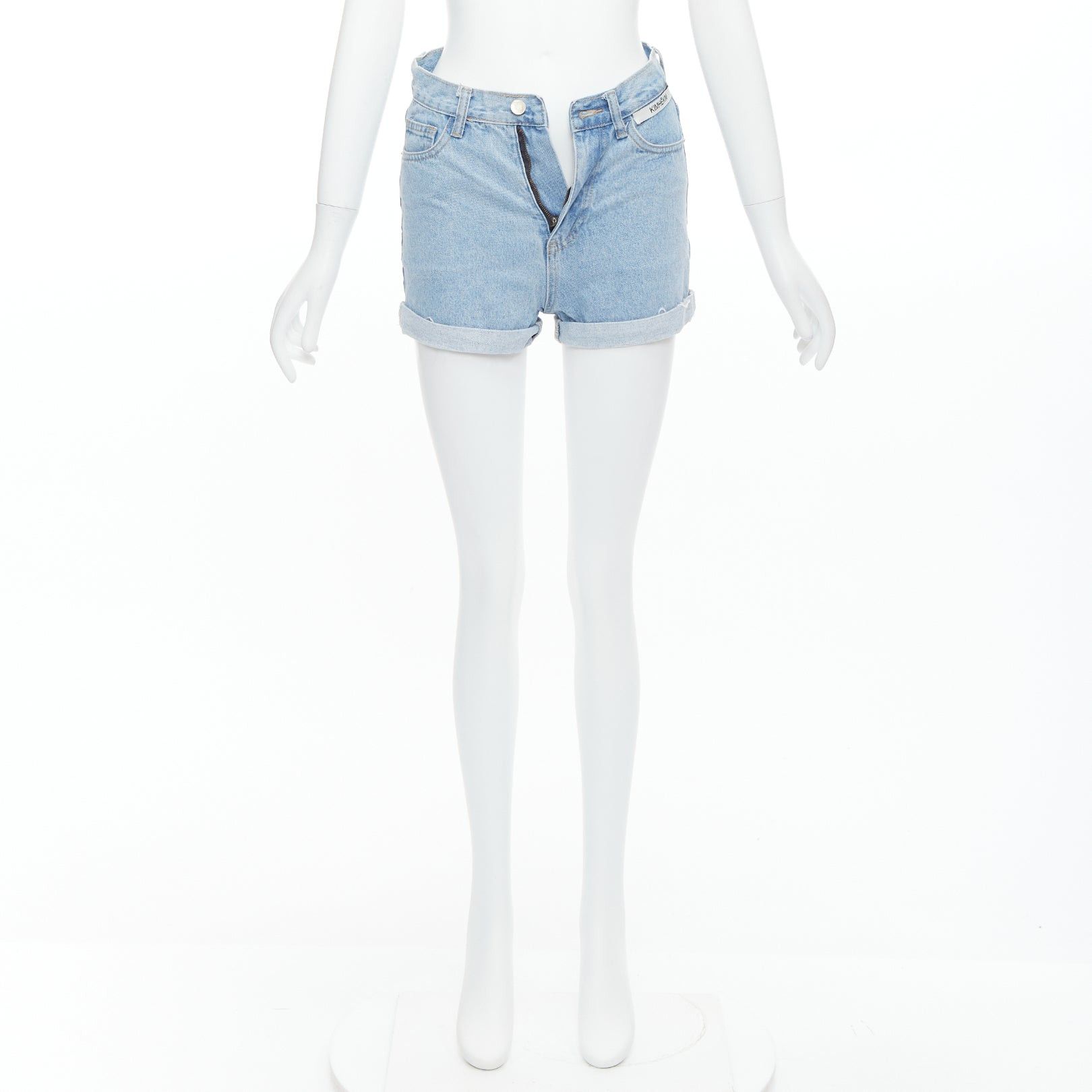 KIMHEKIM KIMHEKIM My Uniform blue cotton rolled cuff denim short shorts S Size 27" / US 4 / IT 40 - 9 Thumbnail