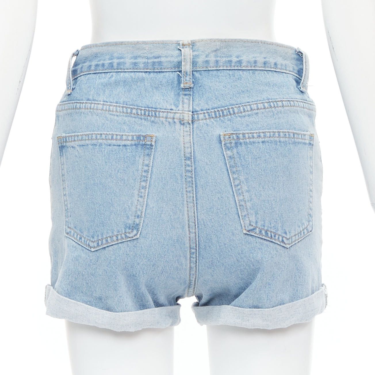KIMHEKIM KIMHEKIM My Uniform blue cotton rolled cuff denim short shorts S Size 27" / US 4 / IT 40 - 5 Thumbnail