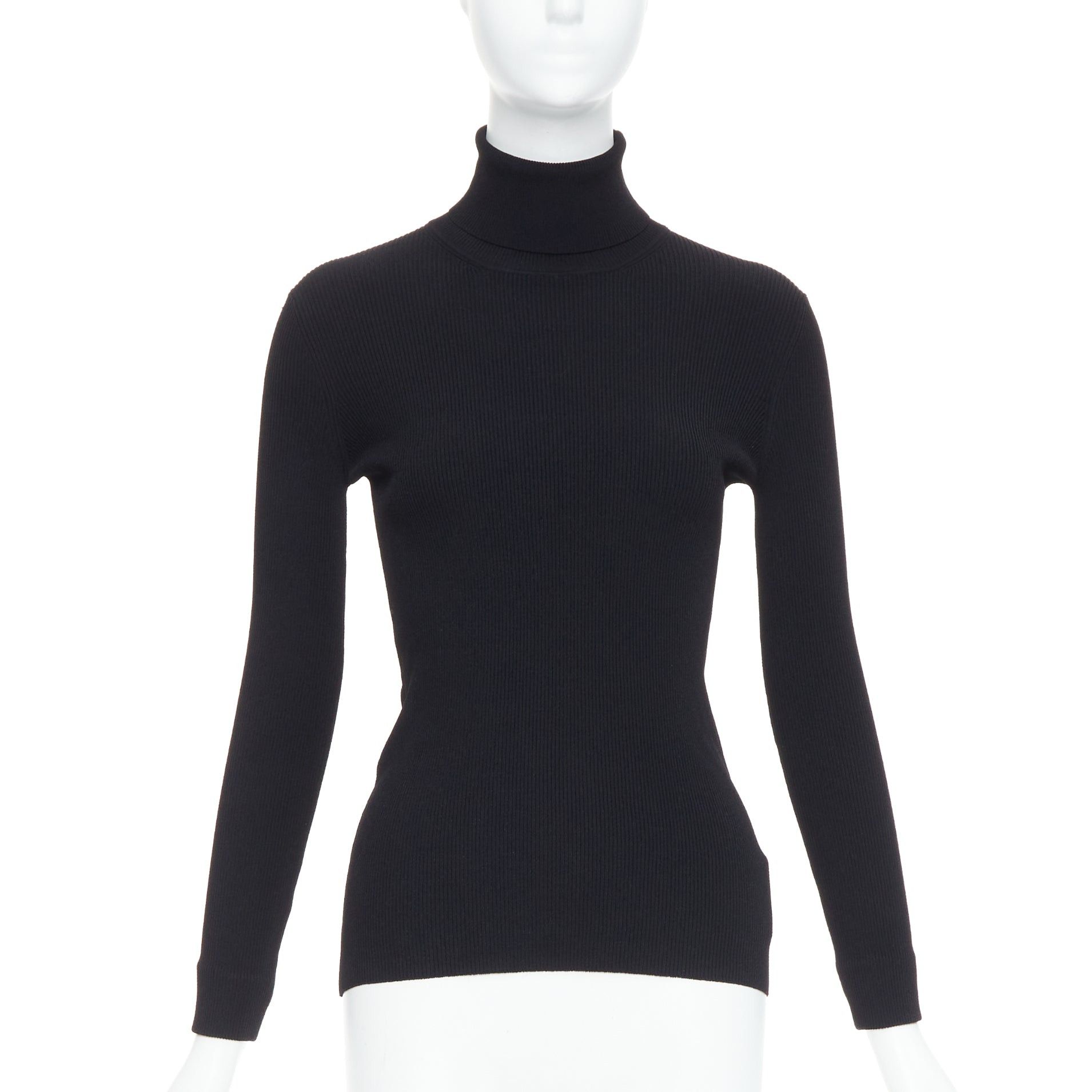 Jil Sander JIL SANDER black open back silver bar ruched turtleneck top FR36 S Size S / US 4 / IT 40 - 2 Thumbnail