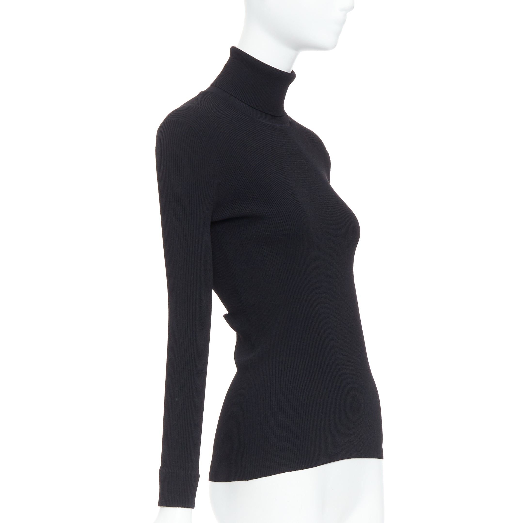 Jil Sander JIL SANDER black open back silver bar ruched turtleneck top FR36 S Size S / US 4 / IT 40 - 3 Thumbnail