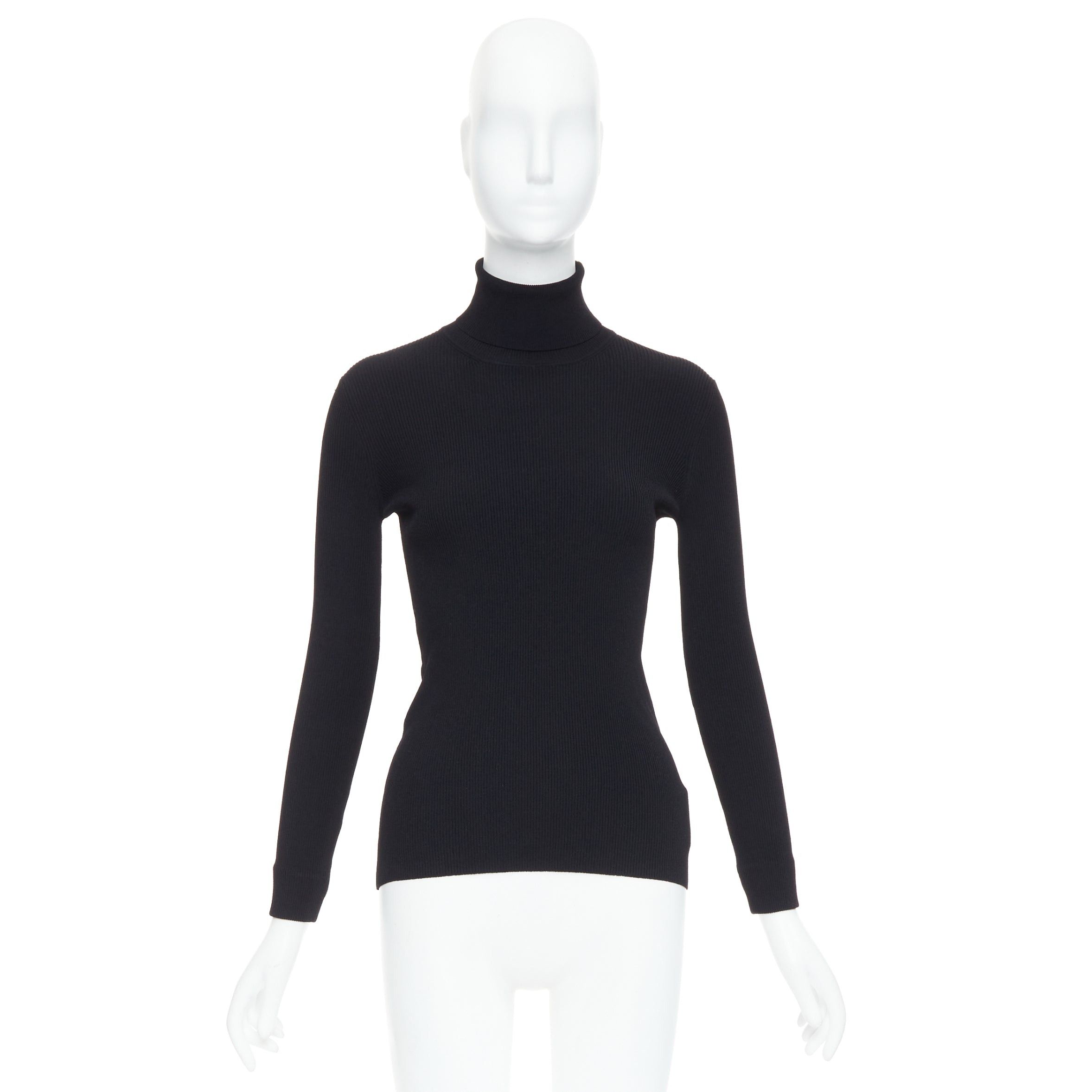Jil Sander JIL SANDER black open back silver bar ruched turtleneck top FR36 S Size S / US 4 / IT 40 - 9 Thumbnail