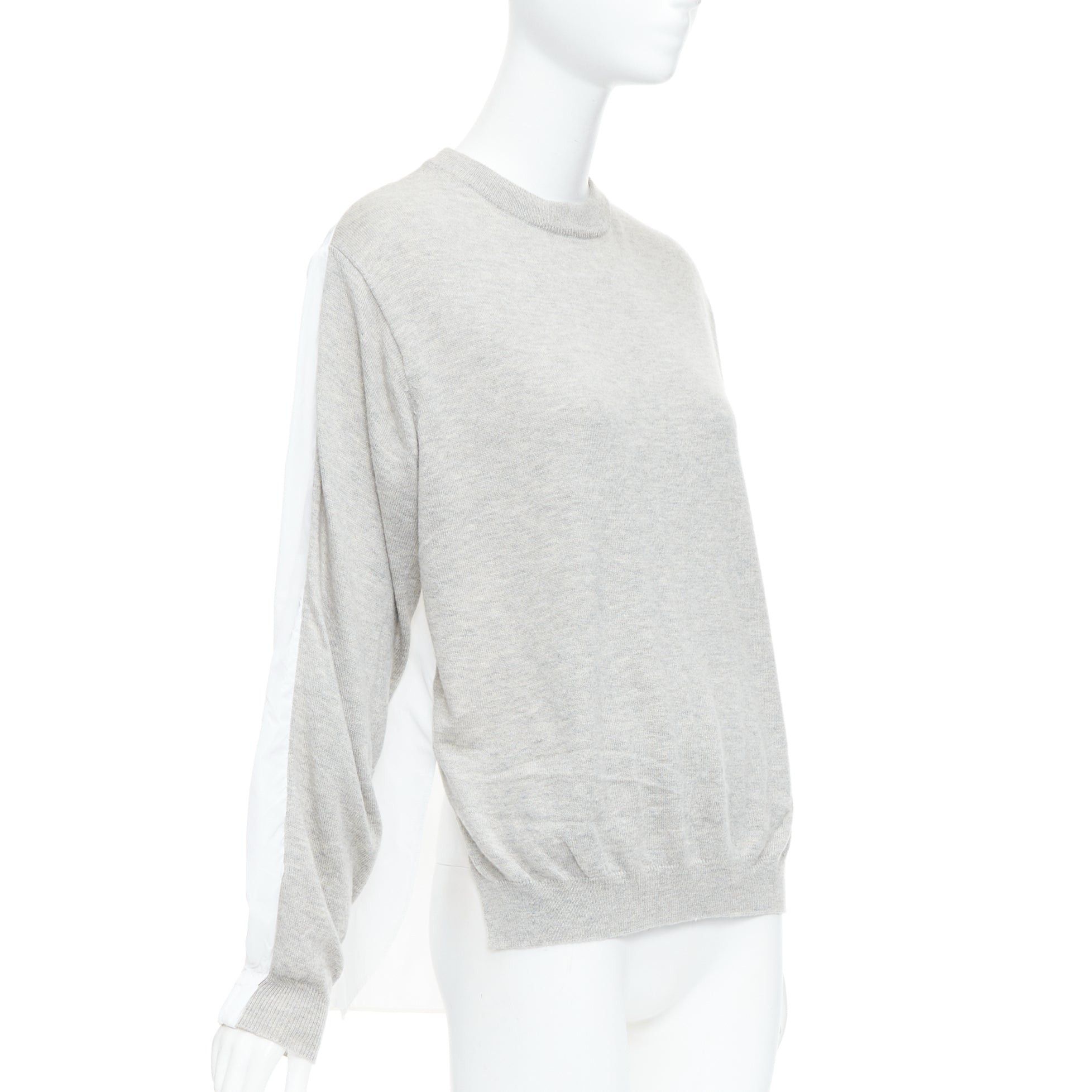 Tibi TIBI white grey nylon merino wool contrast ruched back sweater XS Size S / US 4 / IT 40 - 4 Thumbnail