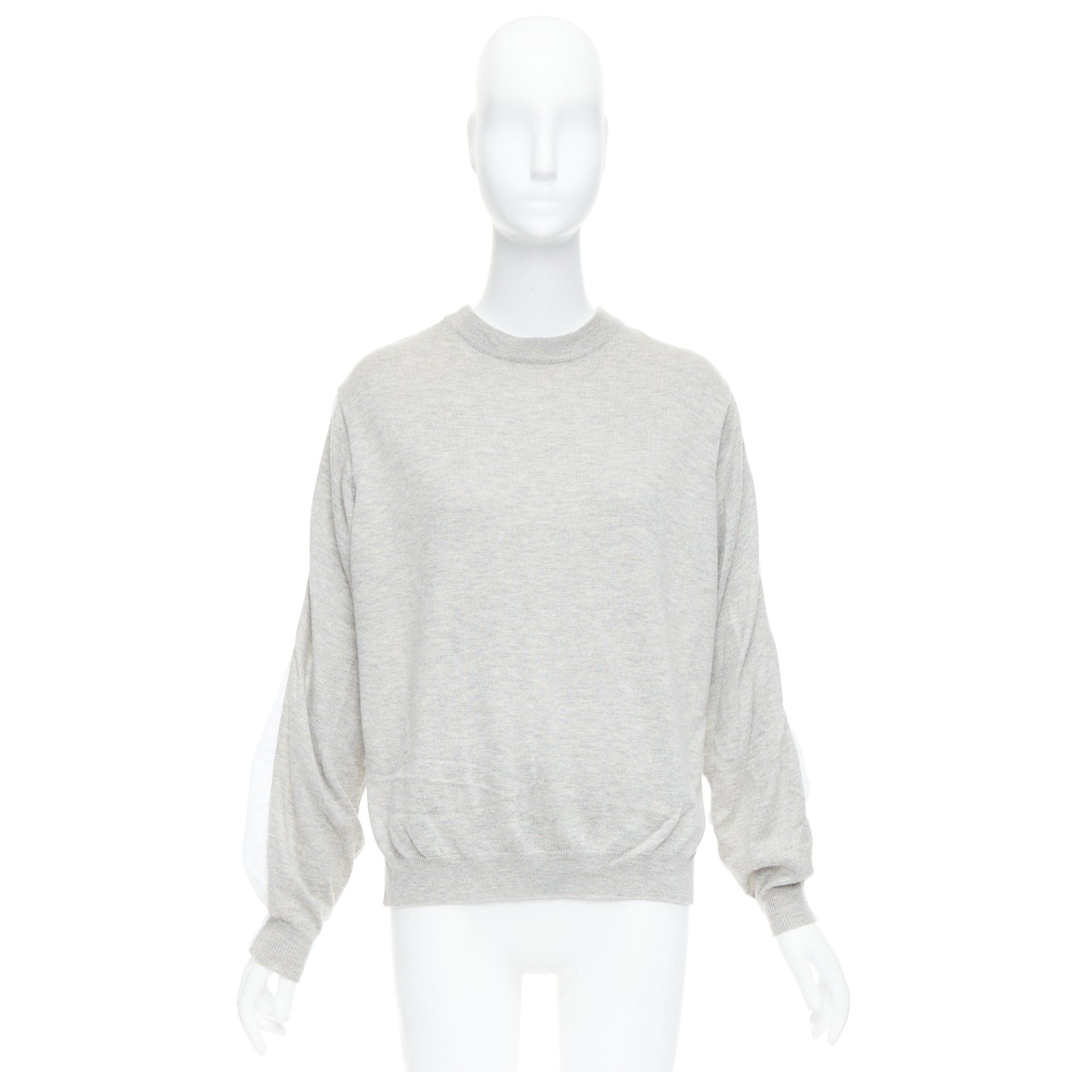 Tibi TIBI white grey nylon merino wool contrast ruched back sweater XS Size S / US 4 / IT 40 - 9 Thumbnail